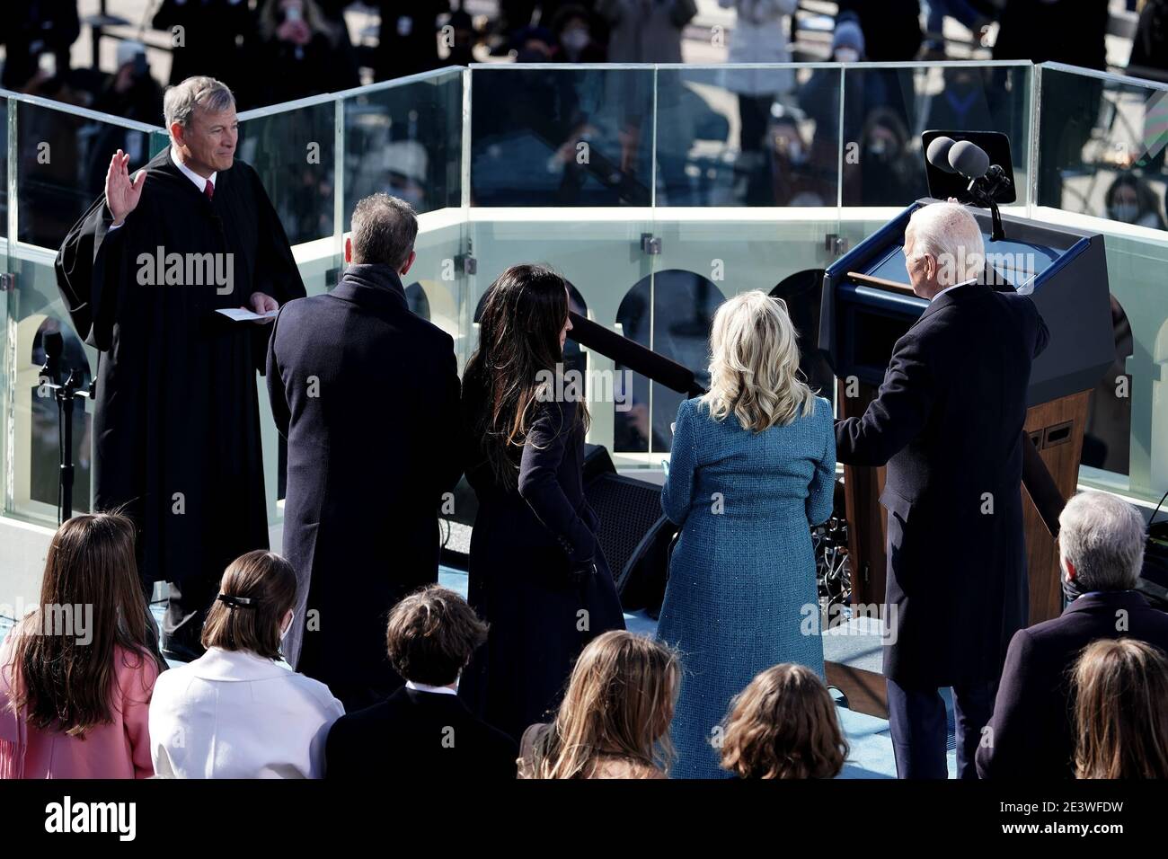 President Joe Biden takes the oath of office during the 59th Presidential Inauguration on Wednesday, January 20, 2021 at the U.S. Capitol in Washington, DC/MediaPunch Stock Photo