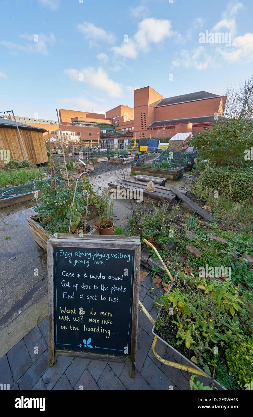 Story Garden. Community Garden.  skip garden  kings cross london Stock Photo