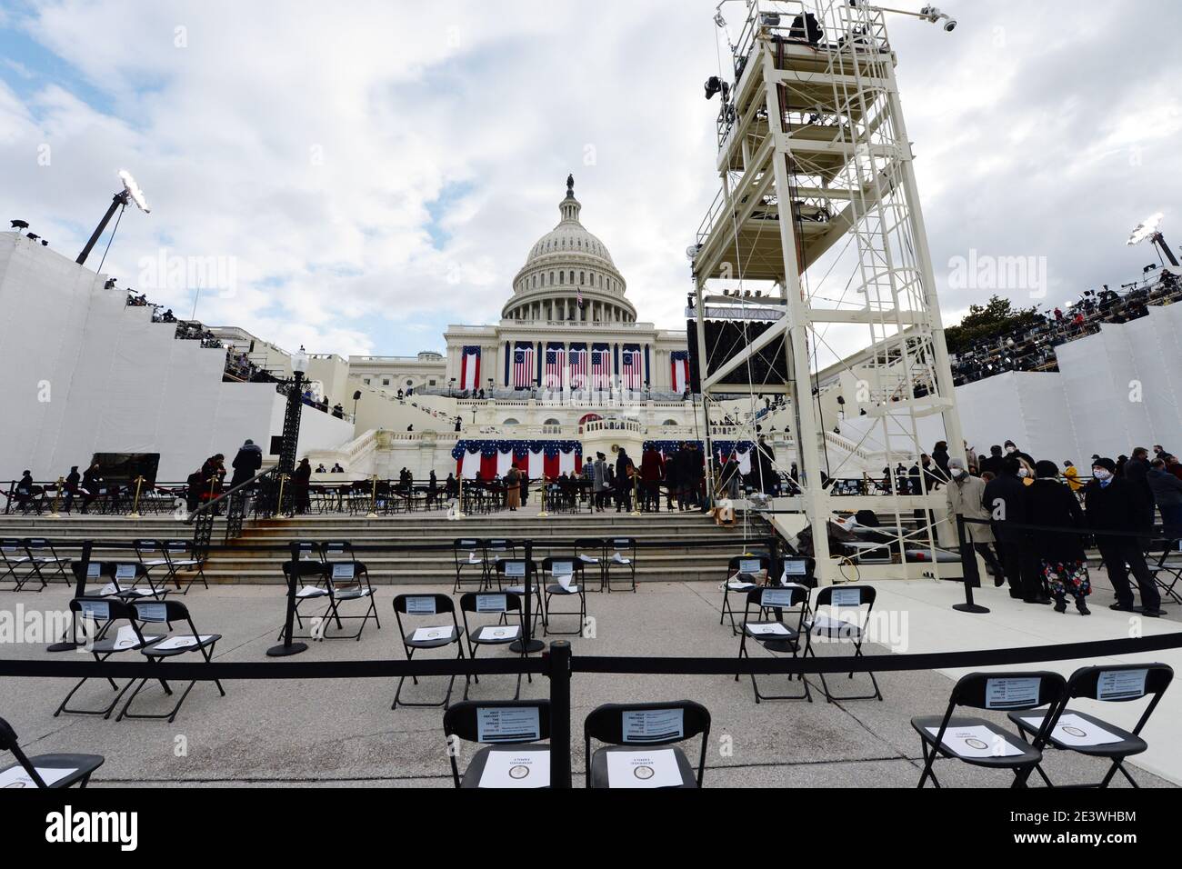 Washington, DC, USA. 20th Jan, 2021. 1/20/20- U.S. Capitol- Washington DC.The U.S.Capitol hosts the Inauguration of the 46th President of The United States Joseph R. Biden.The celebration was scaled down with socially distant measures put into place as the COVID Pandemic continues . Extra security is also in place due to the insurgence that took place at the Capitol two weeks earlier. Credit: Christy Bowe/ZUMA Wire/Alamy Live News Stock Photo