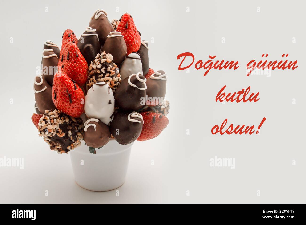 Happy birthday greeting card in Turkish Language with red lettering ...