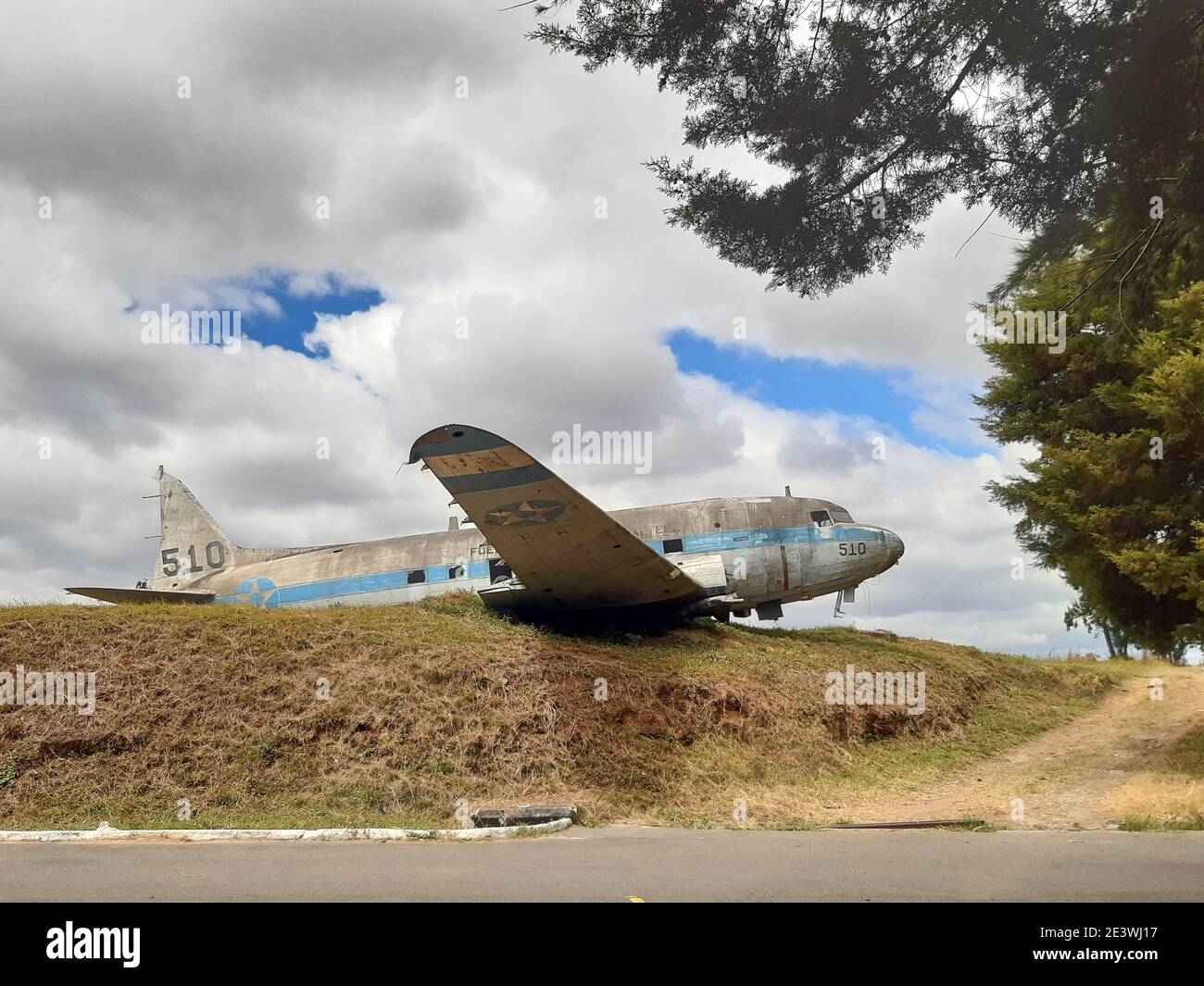 Old abandoned military airplane from guatemala air force Stock Photo