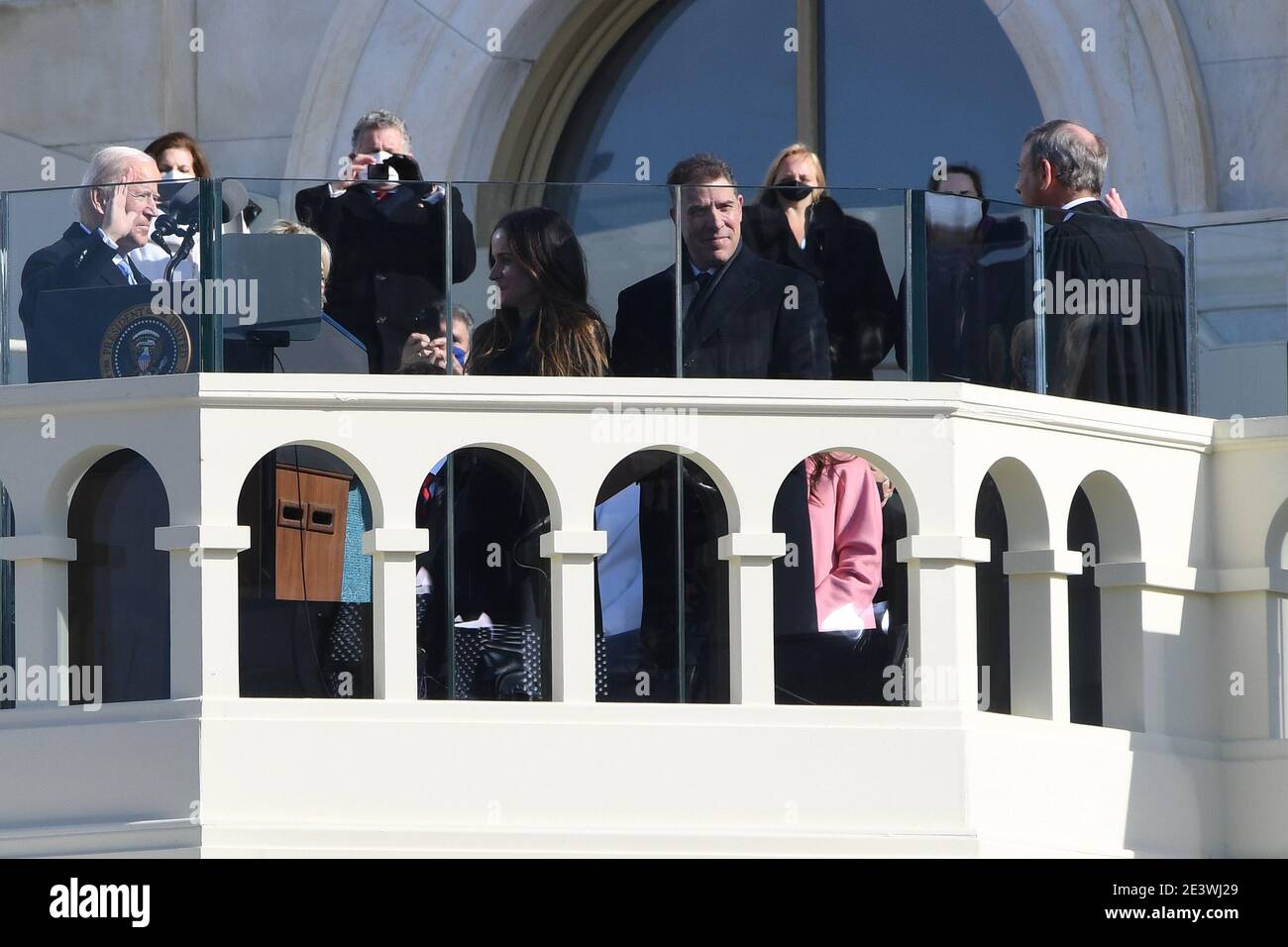 Washington, DC, USA. 20th Jan, 2021. 1/20/20- U.S. Capitol- Washington DC.The U.S.Capitol hosts the Inauguration of the 46th President of The United States Joseph R. Biden .Biden is sworn in by Chief Justice Roberts. Credit: Christy Bowe/ZUMA Wire/Alamy Live News Stock Photo
