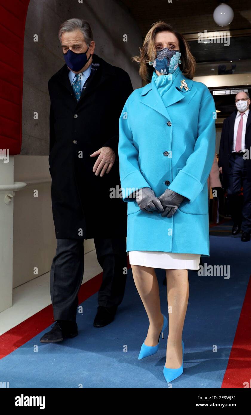 Speaker of the House Nancy Pelosi arrives with her husband Paul Pelosi during the inauguration of Joe Biden as the 46th President of the United States on the West Front of the U.S. Capitol in Washington, U.S., January 20, 2021. REUTERS/Jonathan Ernst/Pool/MediaPunch Stock Photo
