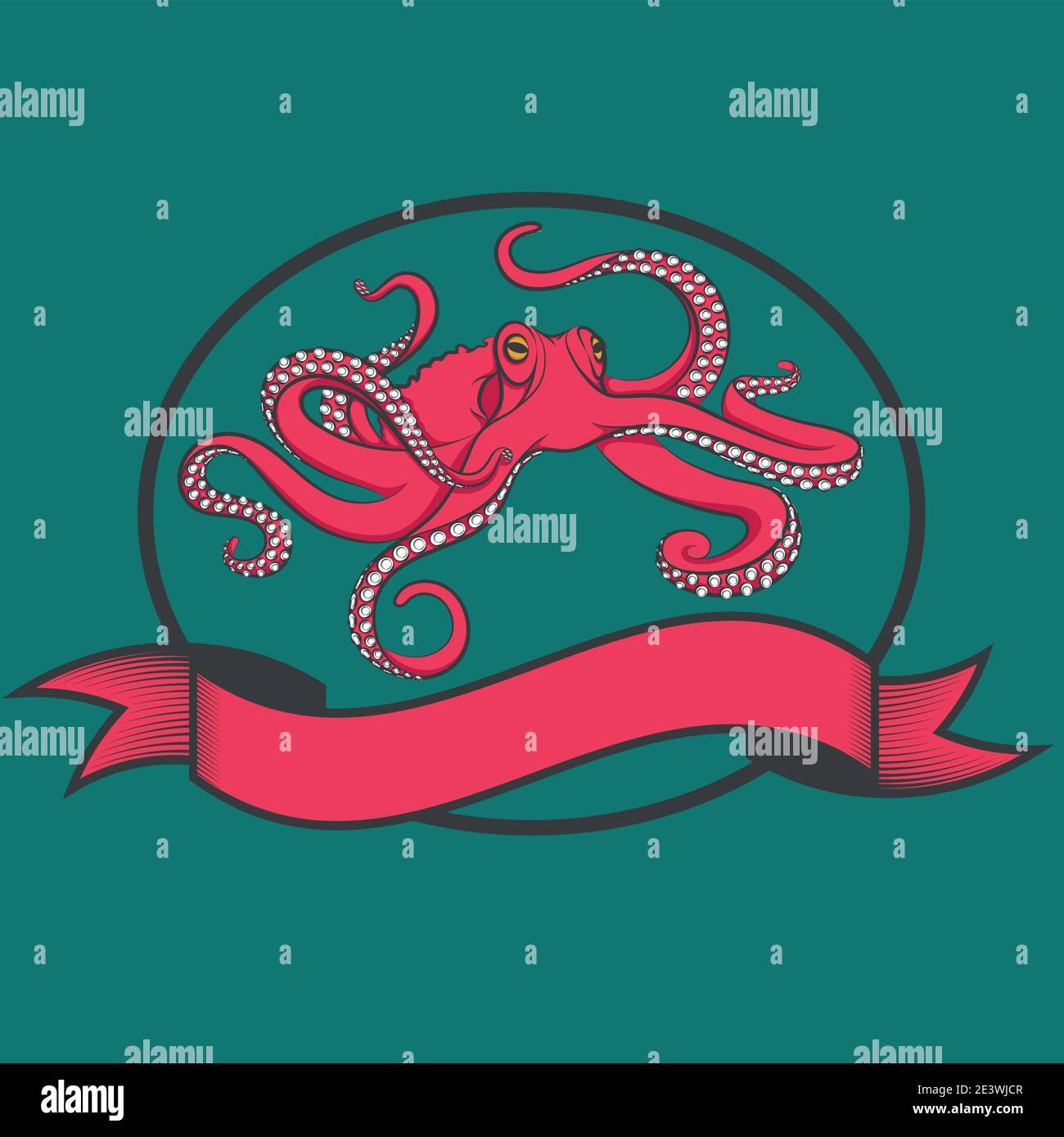 Color vector images of red octopus. Isolated vector object. Stock Vector
