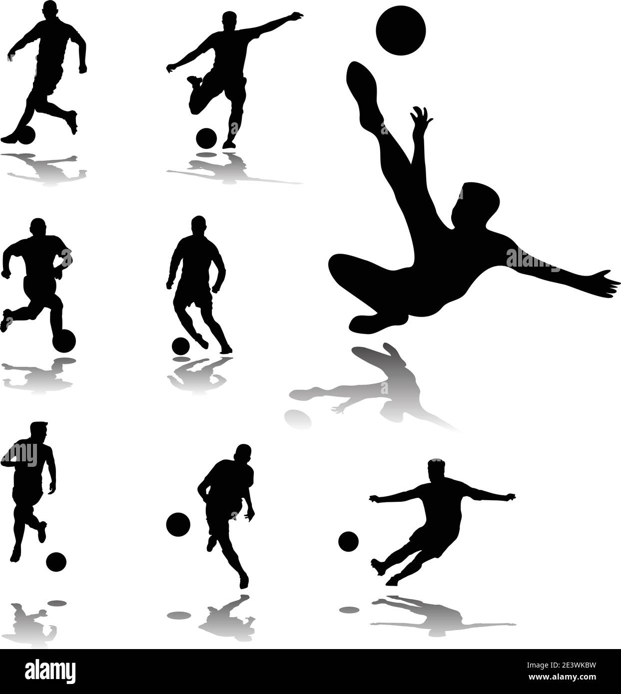 soccer players silhouette vector Stock Vector