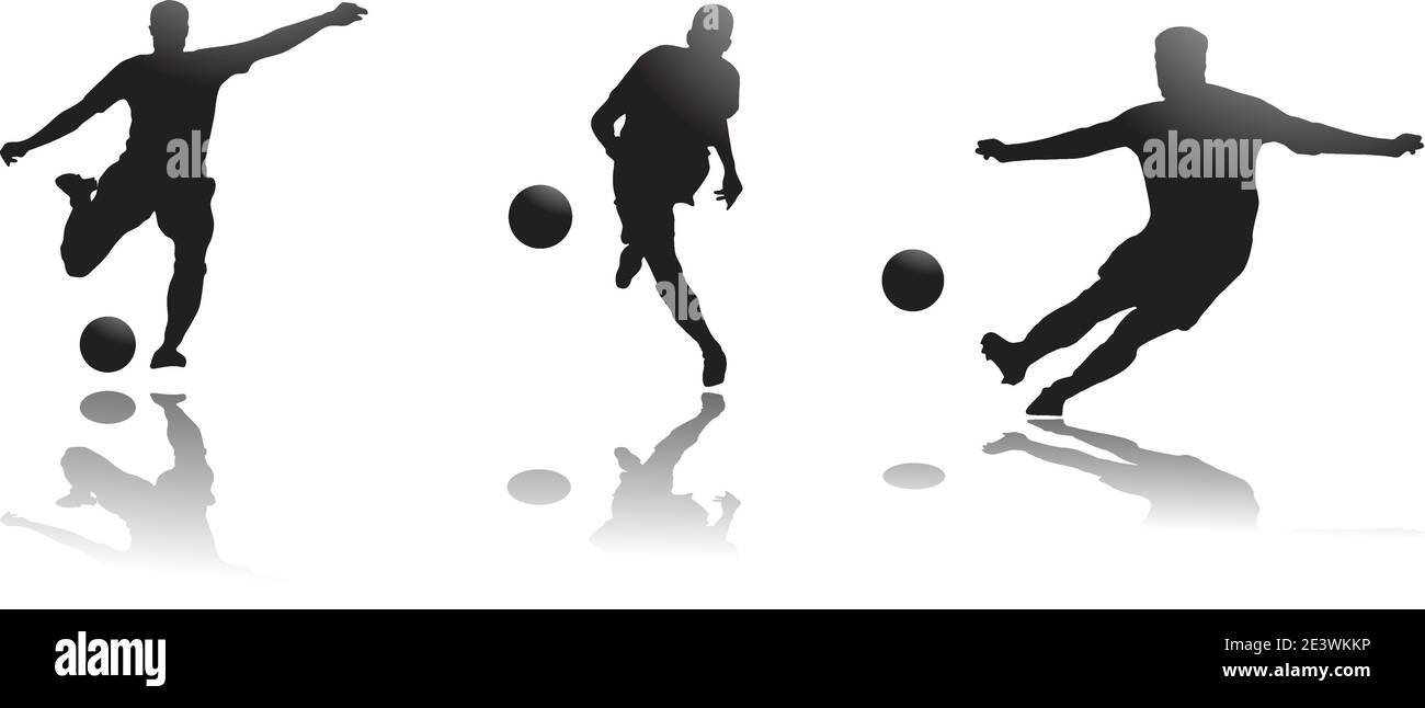 Soccer player in action silhouette vector Stock Vector