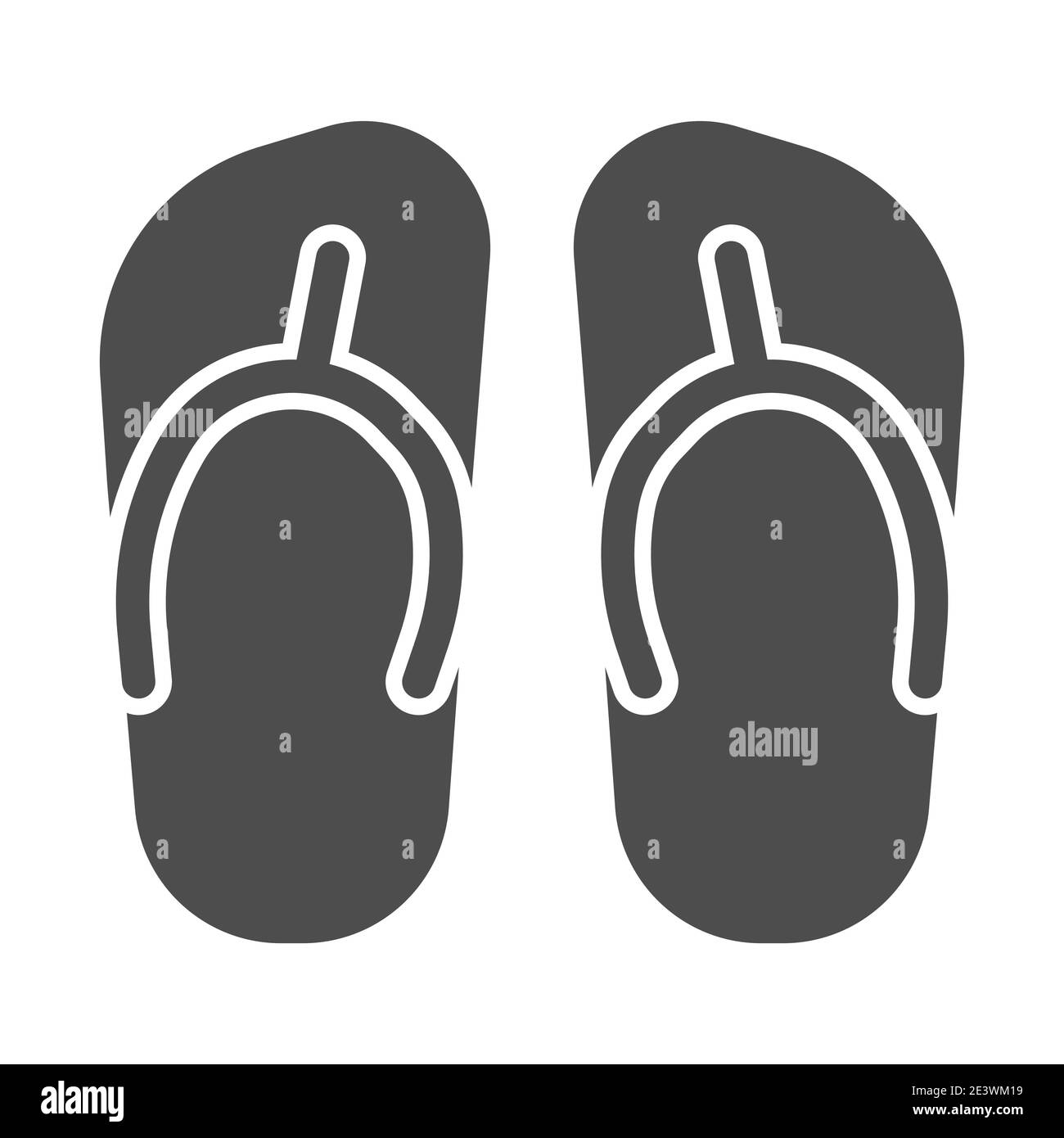 Flip flops solid icon, Summer concept, Beach slippers sign on white background, beach footwear icon in glyph style for mobile concept and web design Stock Vector