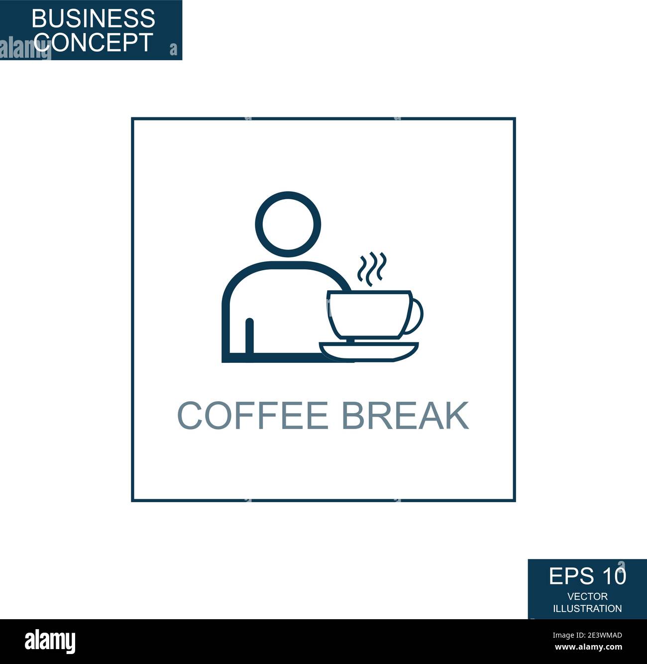 Business concept, web icon from thin lines. Coffee break - Vector illustration Stock Vector