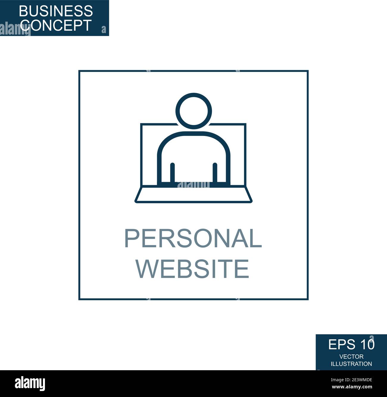 Business concept, web icon from thin lines. Peronal website - Vector illustration Stock Vector