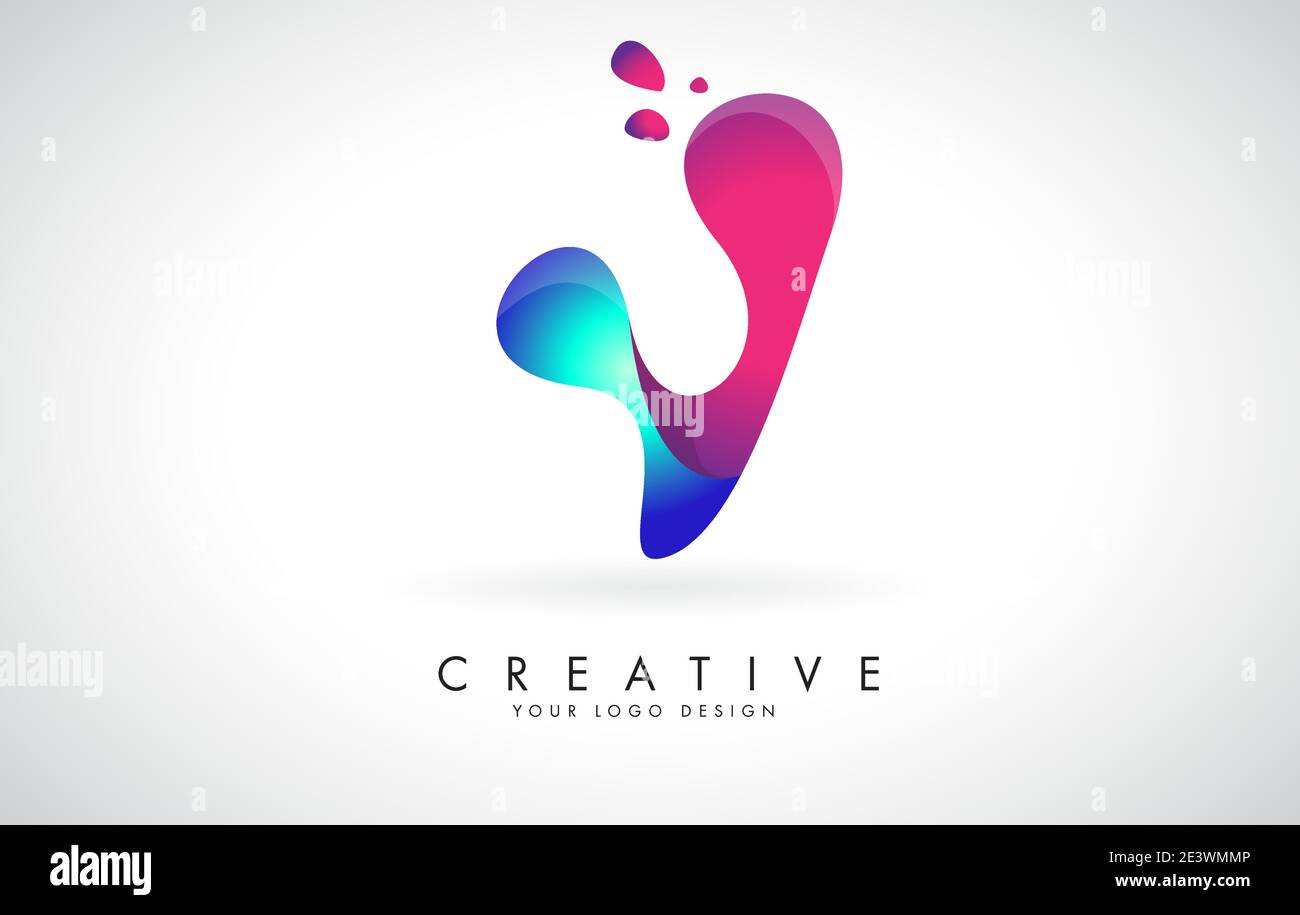 Blue and Pink creative letter V logo Design with Dots. Friendly ...