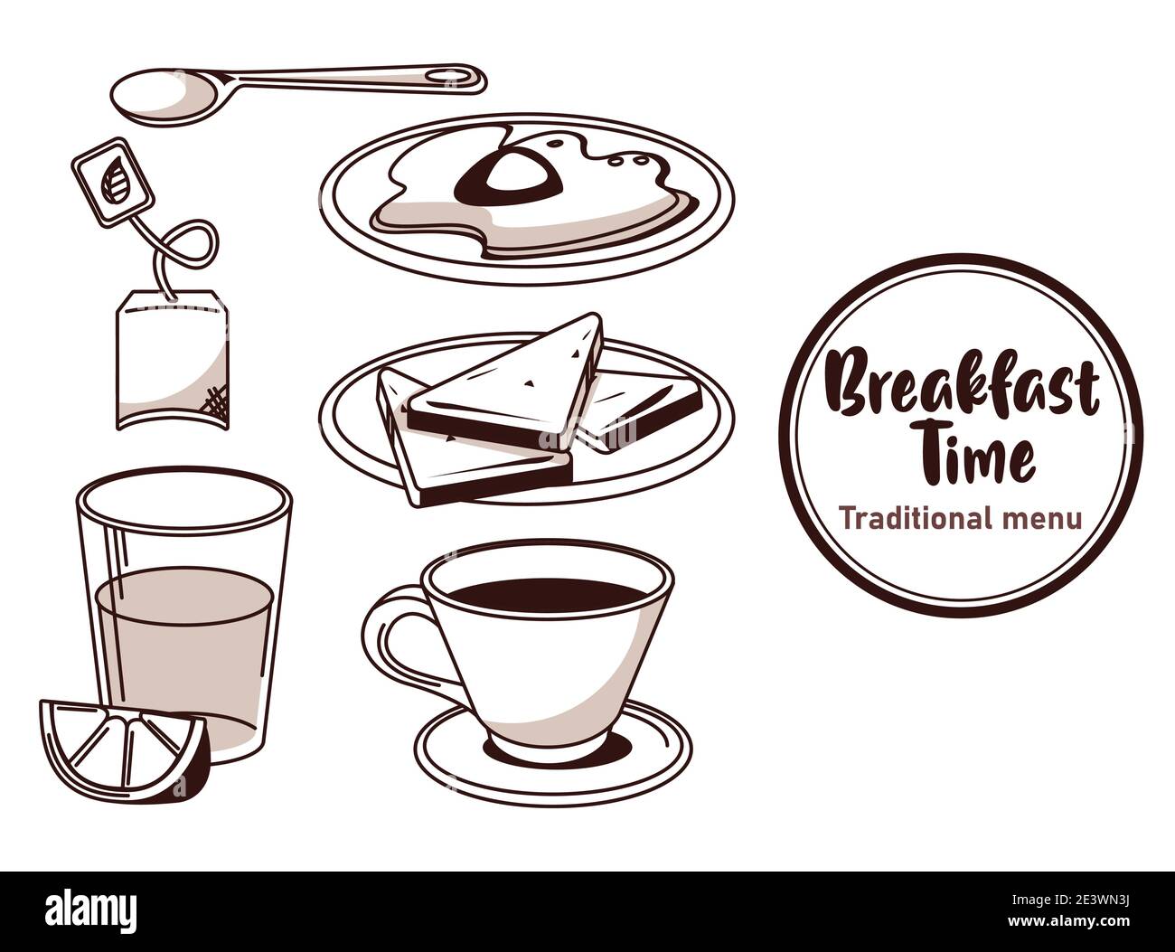 Time Frame Breakfast breakfast time lettering in circular frame poster with bundle ...