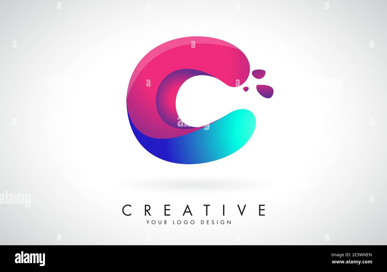 Blue and Pink creative letter C Logo Design with Dots. Friendly ...