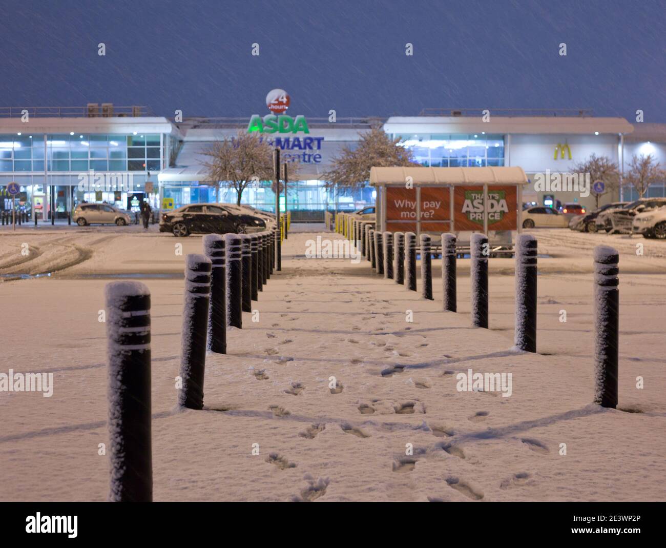 Unexpected and unforecast snow in UK from Storm Christoph, Manchester