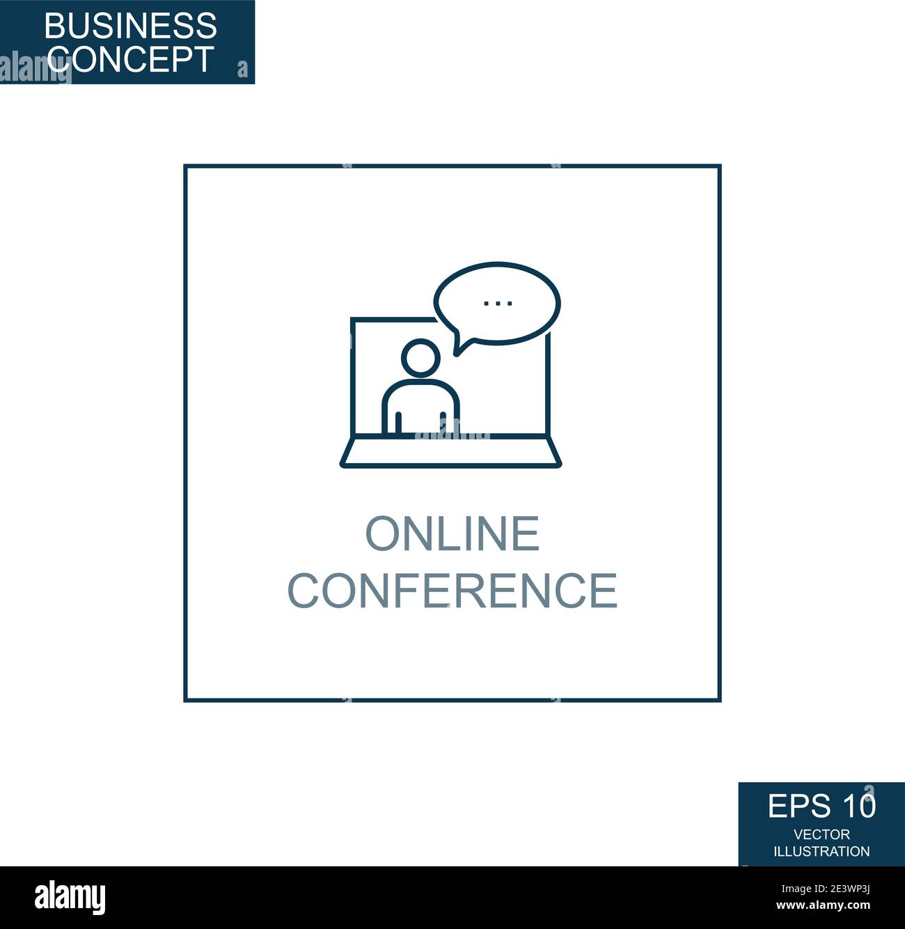 Business concept, web icon from thin lines. Online conference - Vector ...