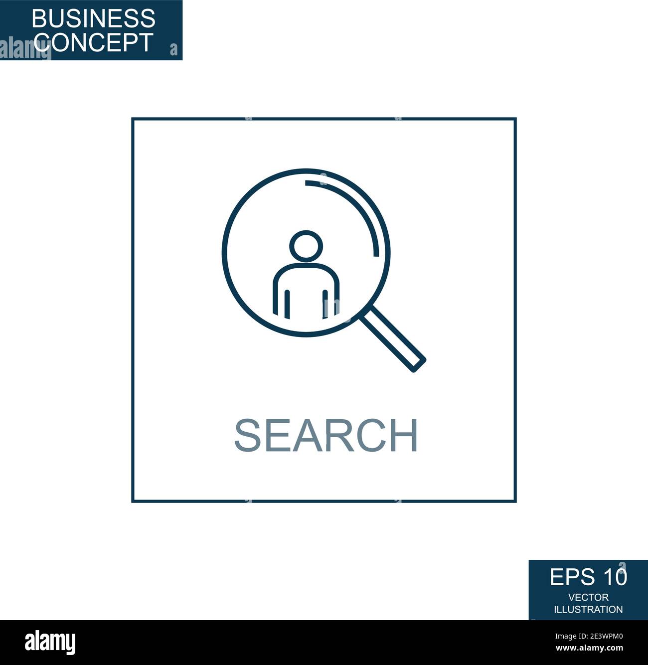 Business concept, web icon from thin lines. Search - Vector illustration Stock Vector