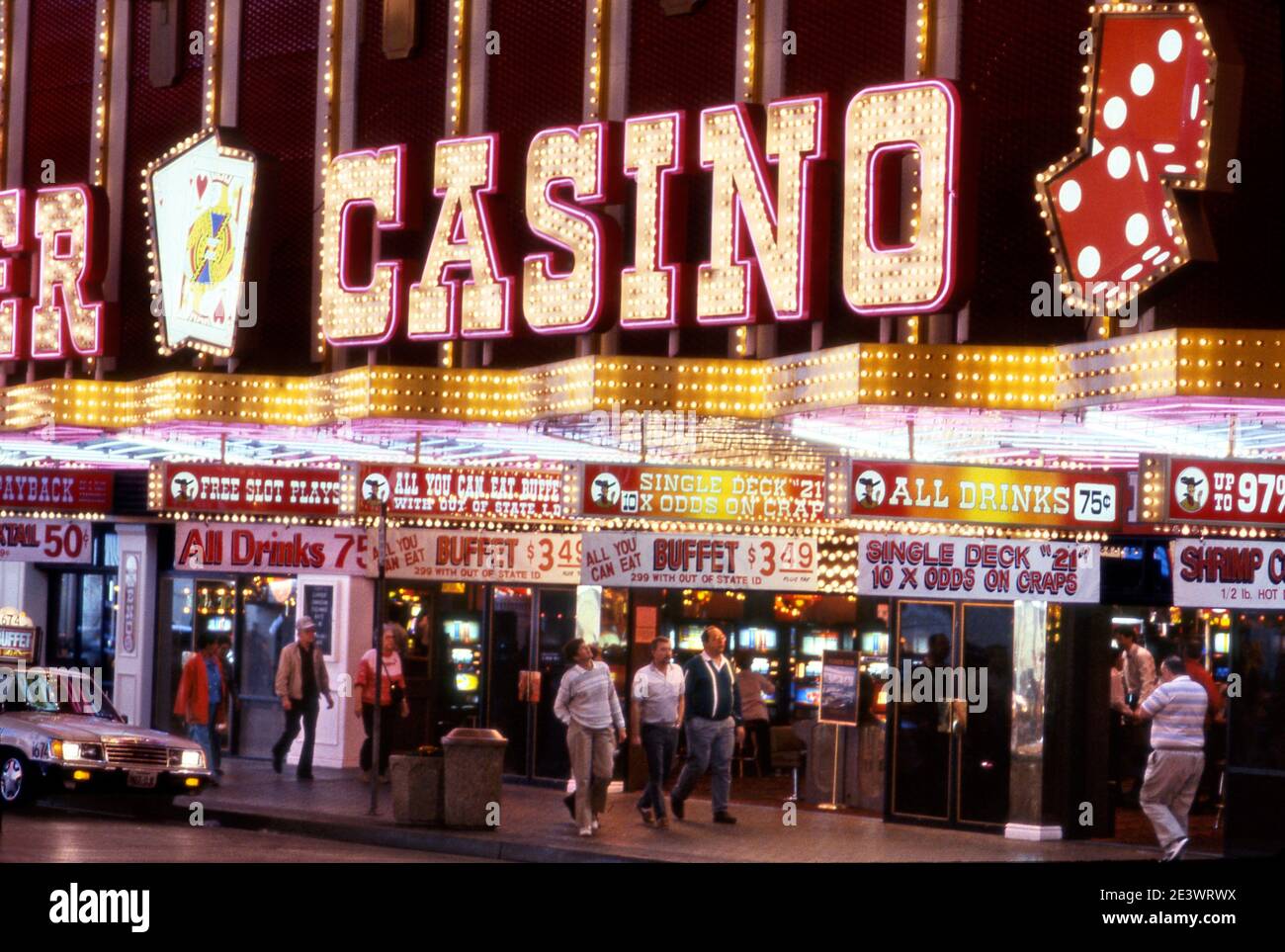 Casino and crowded sidewalks on Fremont Street in Downtown Las Vegas, Nevada Stock Photo