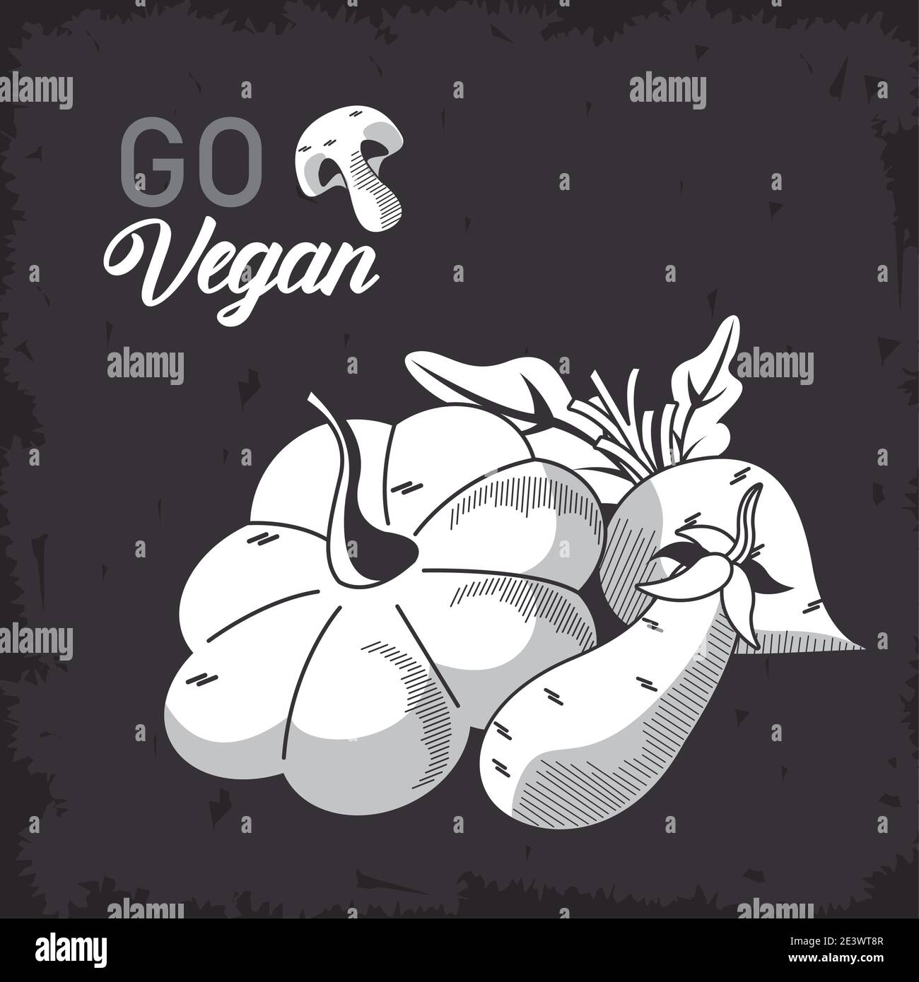 group of vegetables with lettering icons in black background vector ...