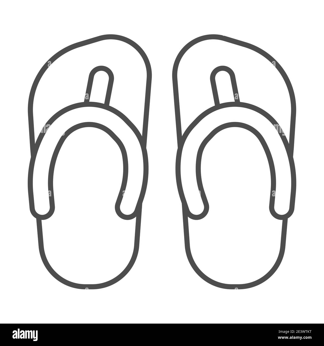 Flip flops thin line icon, Summer concept, Beach slippers sign on white background, beach footwear icon in outline style for mobile concept and web Stock Vector