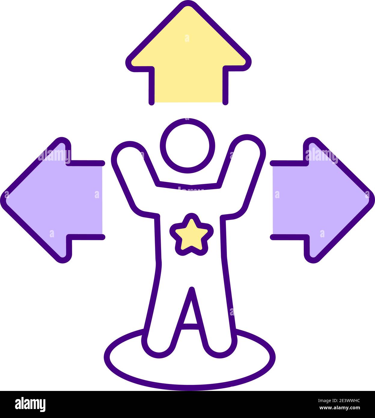 Hero improvement process RGB color icon Stock Vector