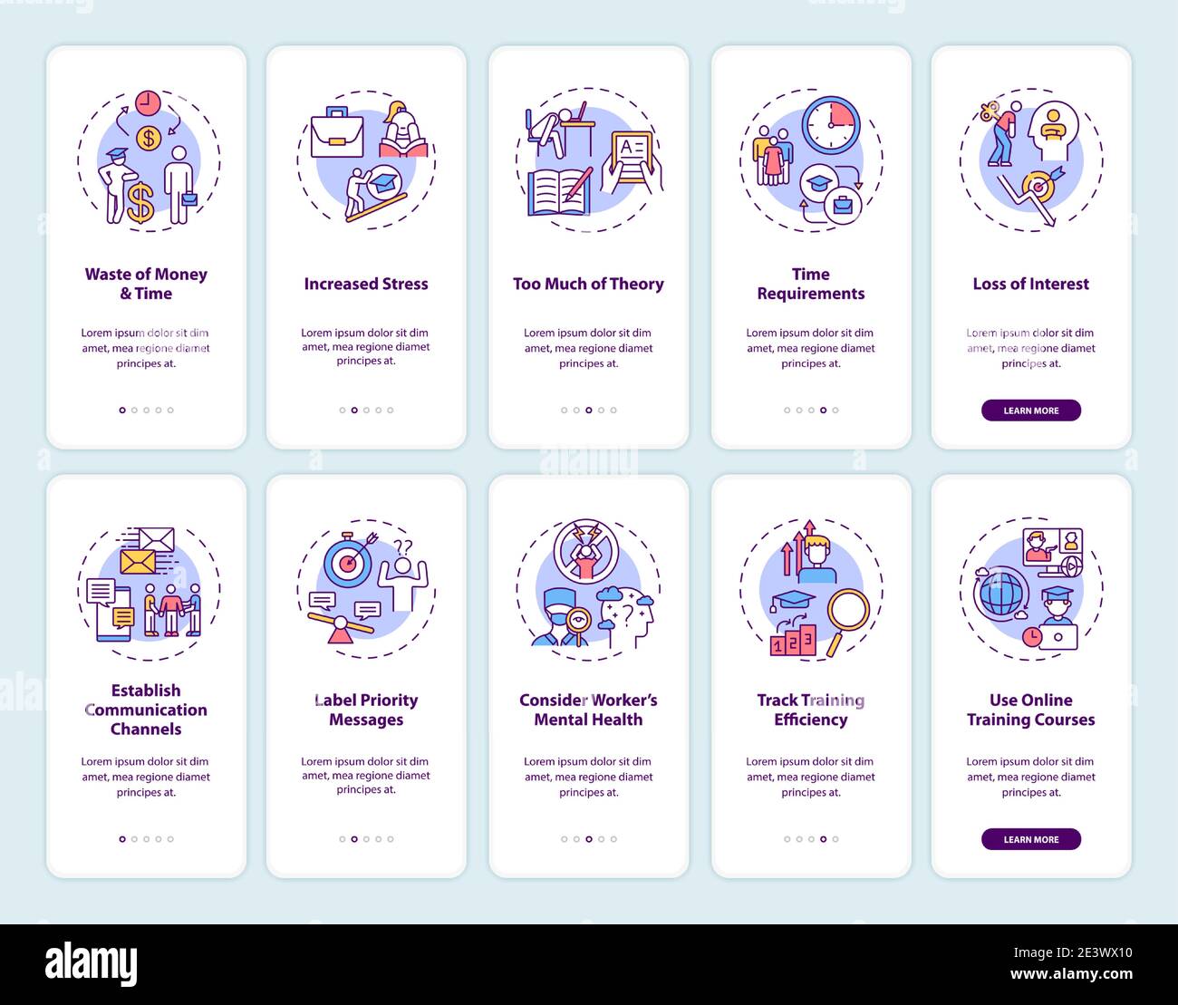Employee training and development onboarding mobile app page screen ...