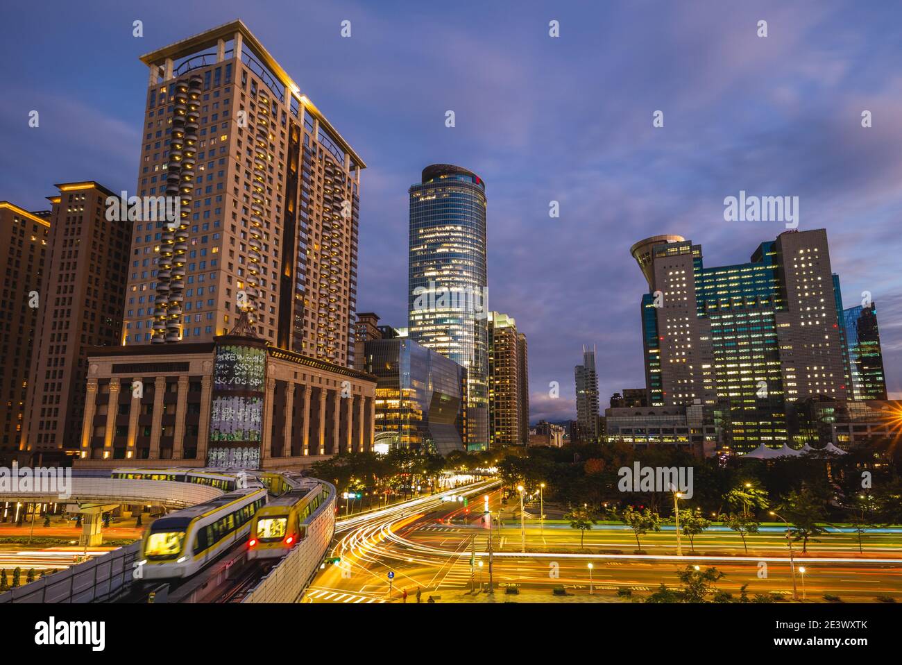skyline of new taipei city in taiwan at night Stock Photo