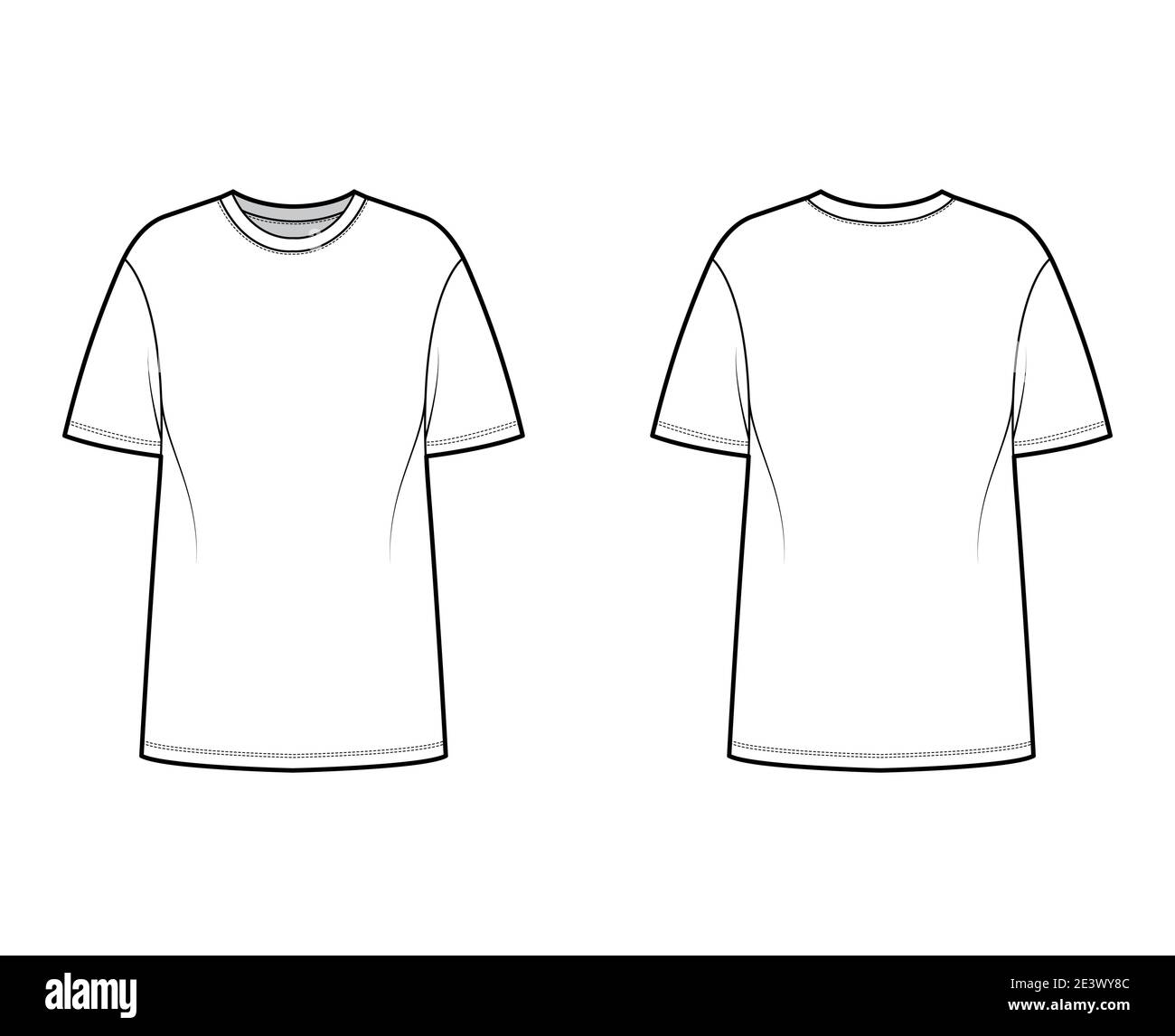 T-shirt oversized technical fashion illustration with short sleeves ...