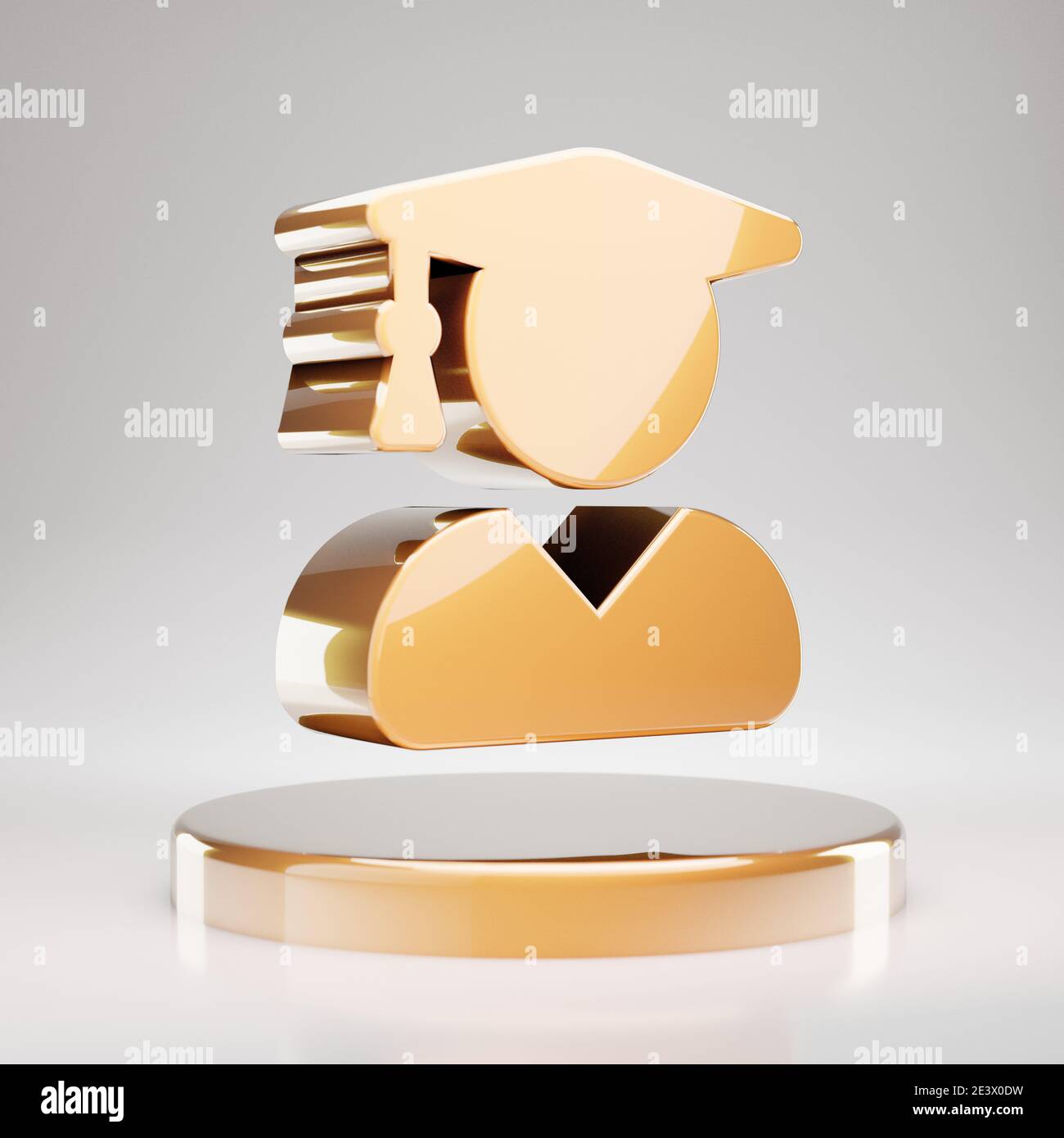 User Graduate icon. Yellow Gold User Graduate symbol on golden podium ...
