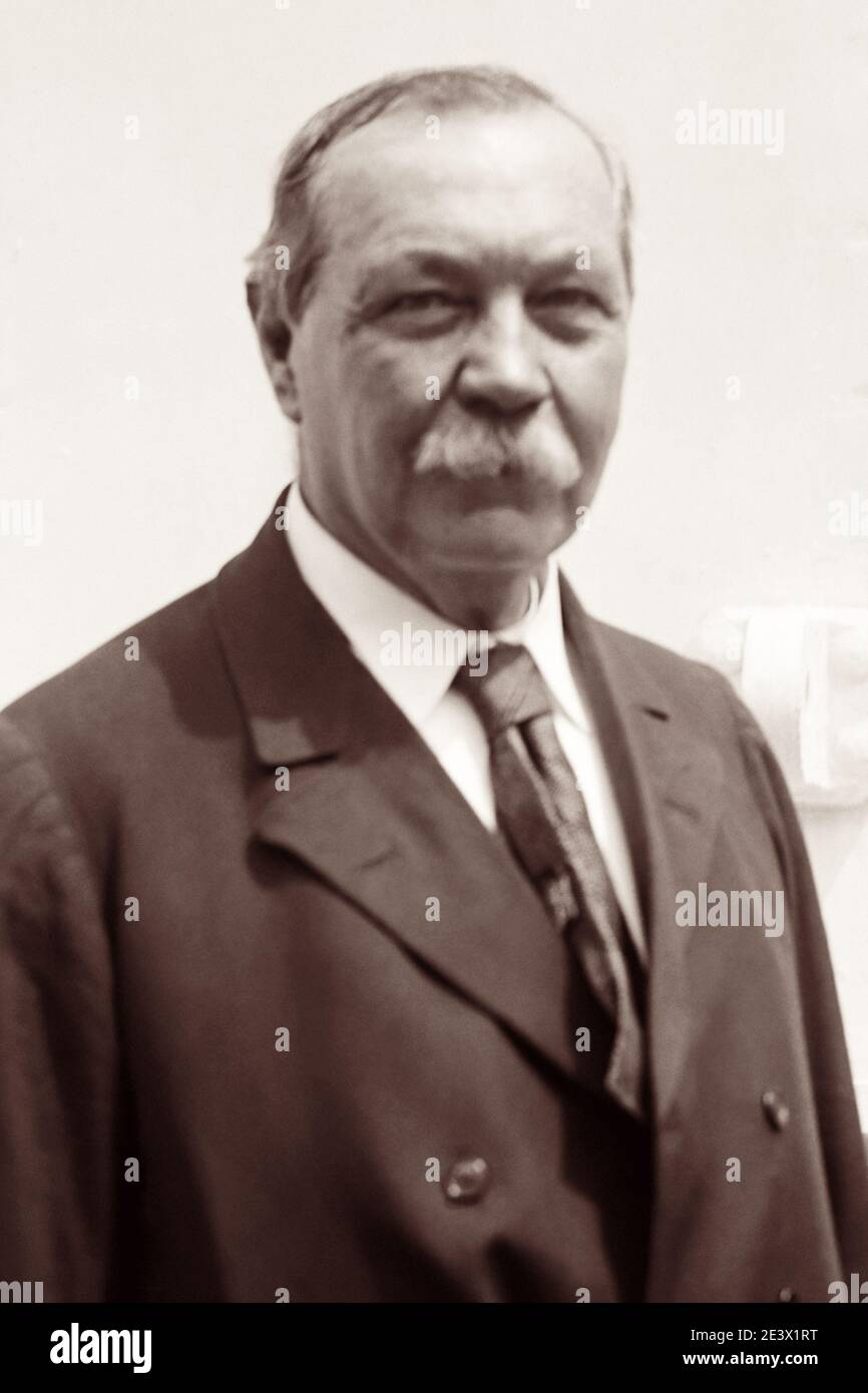 Sir Arthur Conan Doyle (1859-1930), Scottish physician, writer, and creator of Sherlock Holmes, on board the ship Adriatic in June 1922. Stock Photo