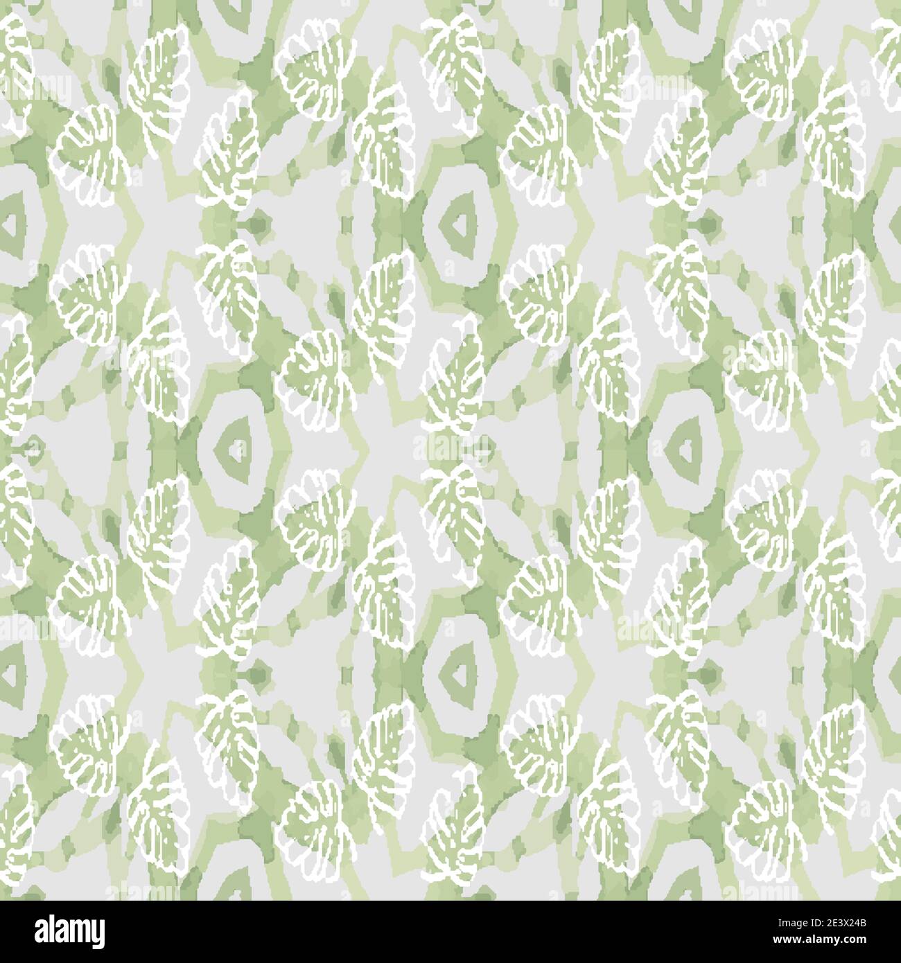 green lacy seamless vector pattern with leaves Stock Vector