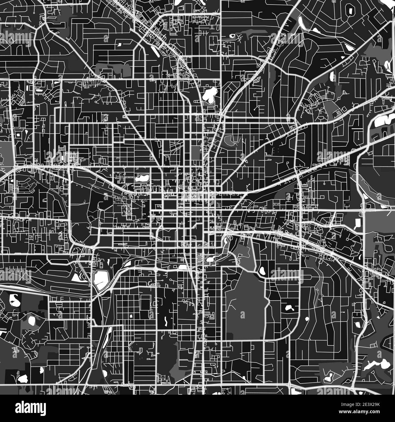 Dark vector art map of Tallahassee, Florida, UnitedStates with fine gray gradations for urban