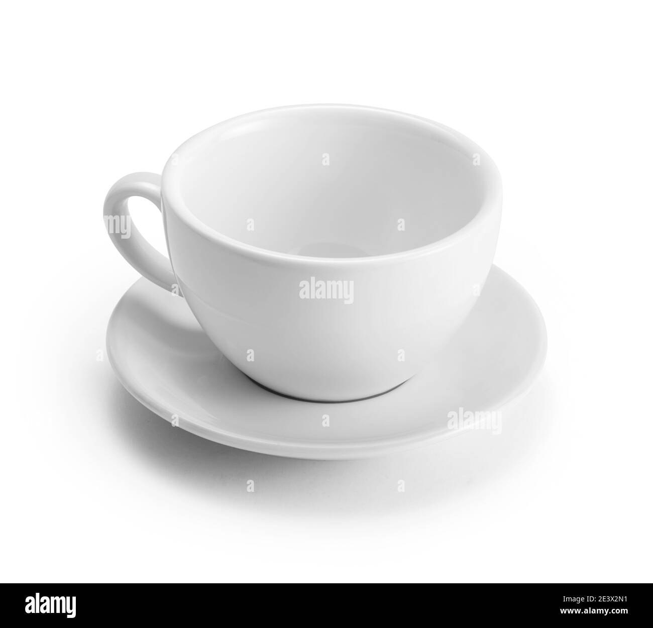 Empty cup and saucer isolated on white with clipping path Stock Photo