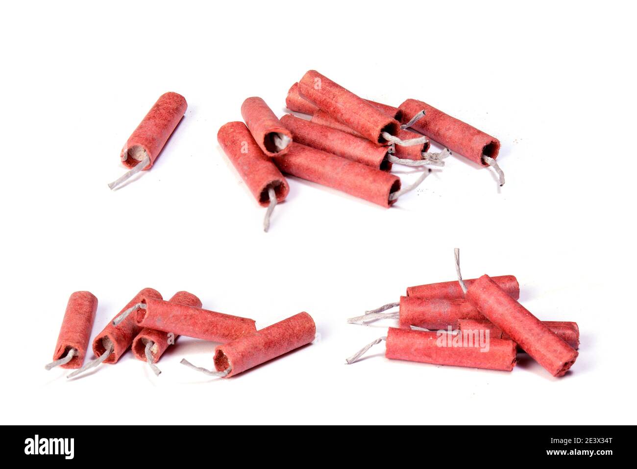 Red Firecrackers isolated on white background Stock Photo