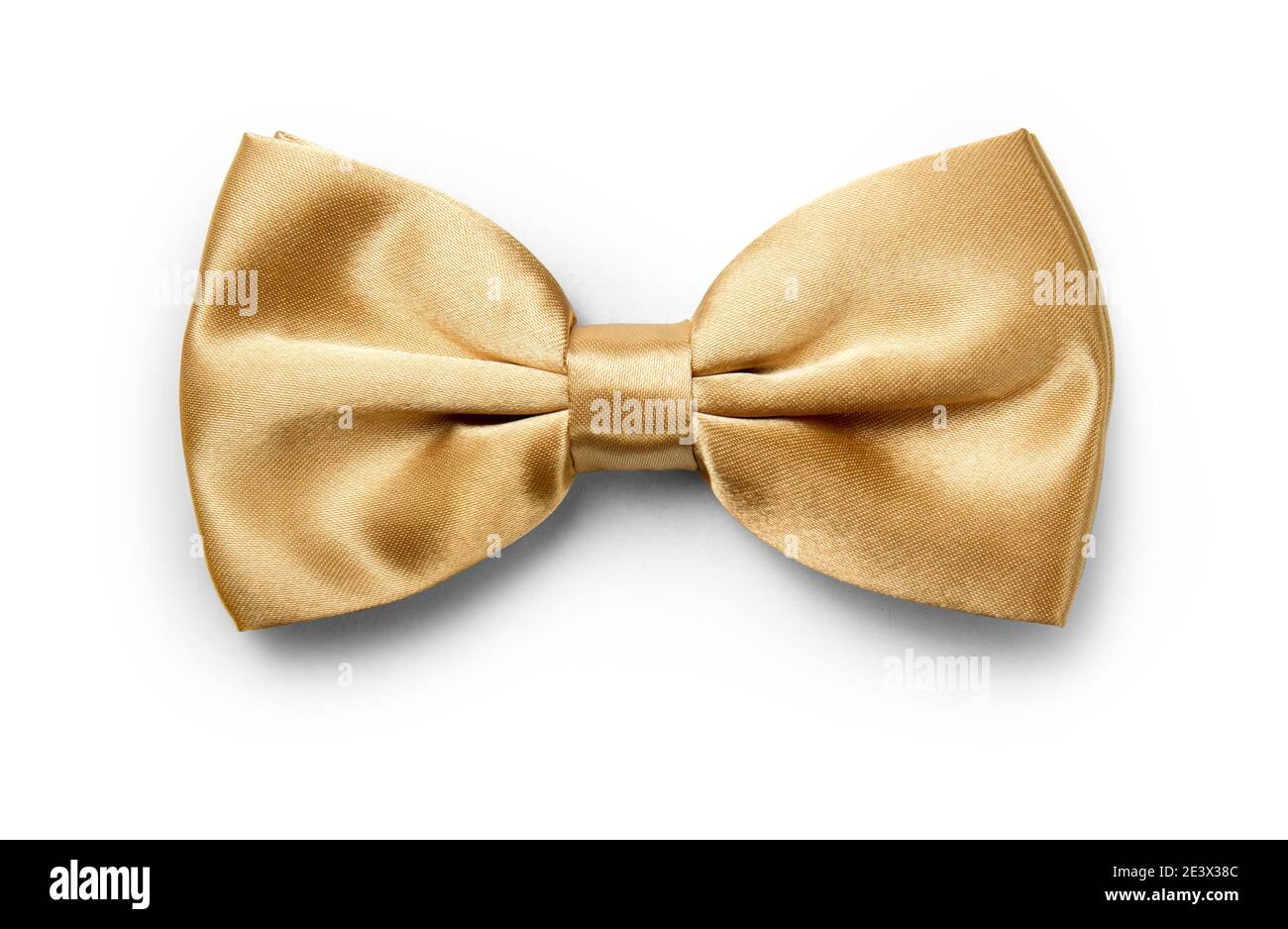 Gold color bow tie isolated on white background with clipping path