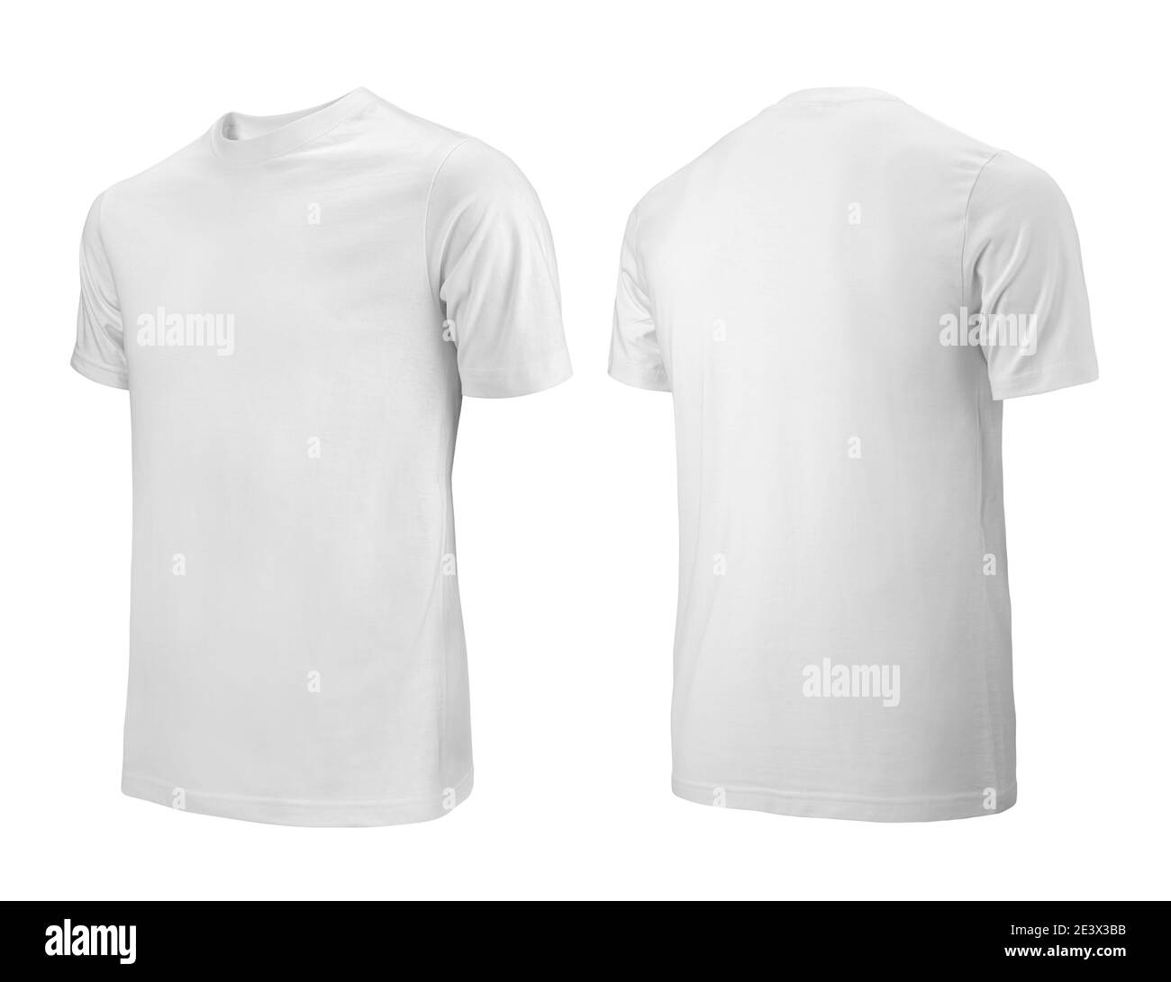White T-shirts front and back side view used as design template. Stock Photo