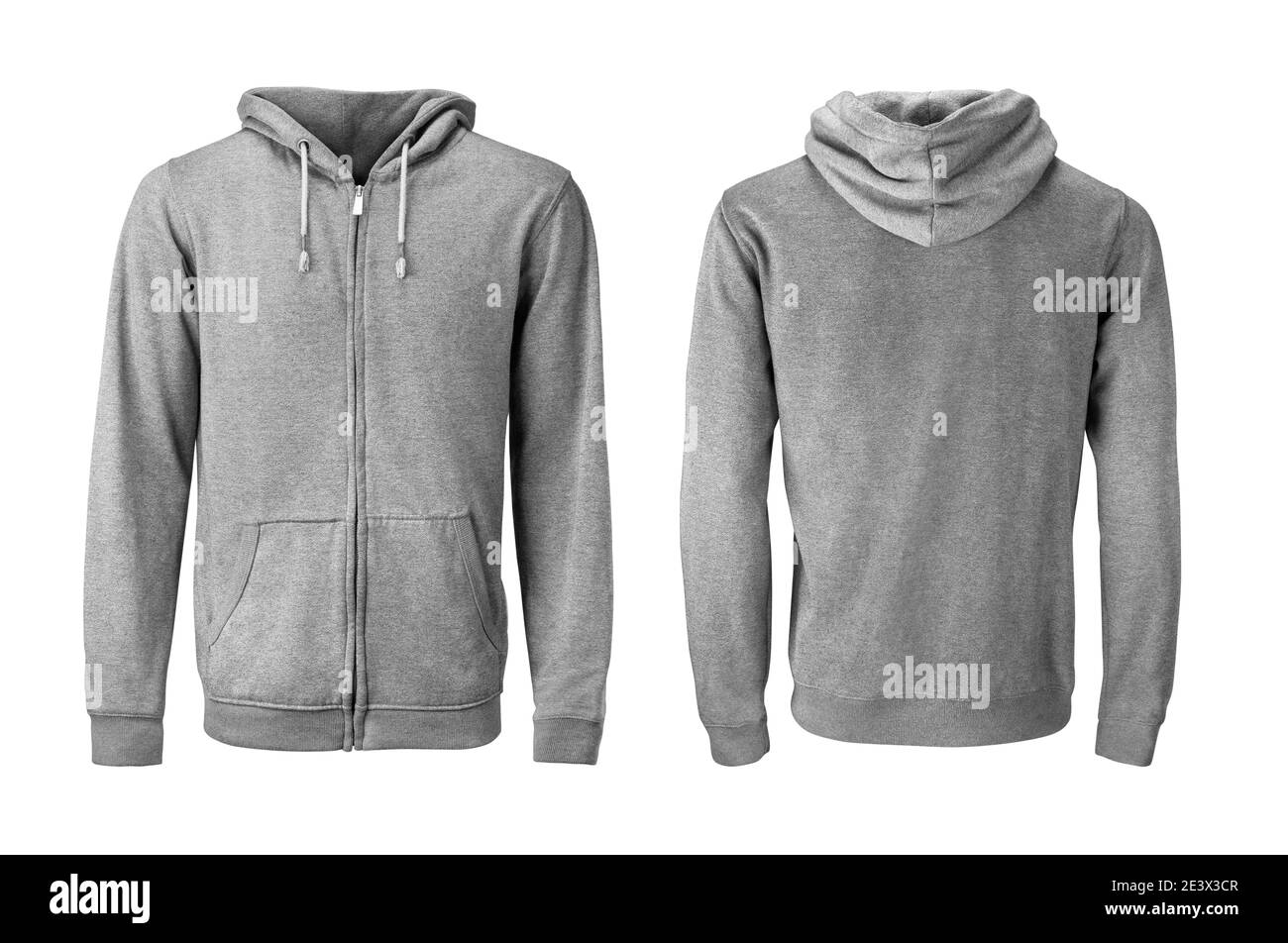 Gray hoodie or sweatshirt mockup isoalated on white background Stock Photo