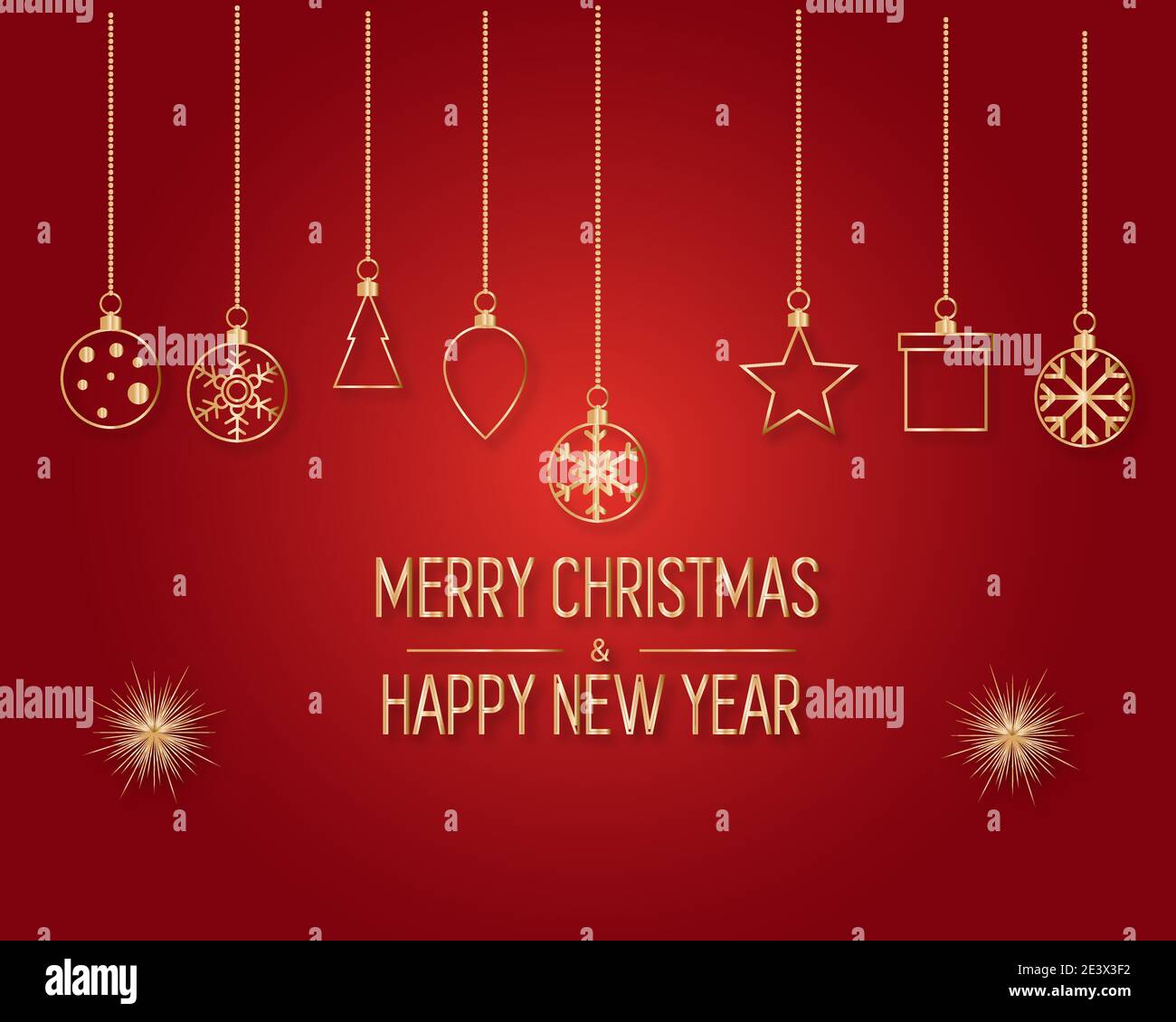 Golden text on dark red background. Merry Christmas and Happy New Year ...