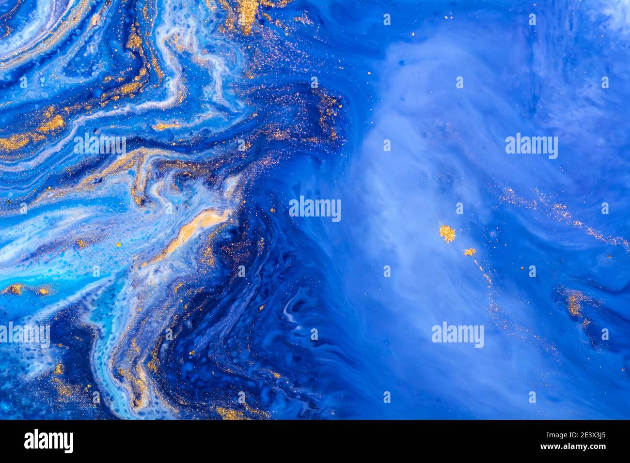 Luxury fluid art painting background. Spilled blue, white and gold acrylic  paint. Liquid marble. Alcohol ink splash Stock Photo - Alamy