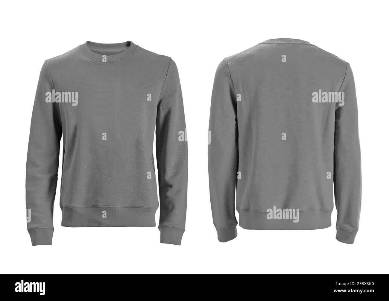 Men's long sleeve t-shirt with front and back views isolated on white with clipping path Stock Photo