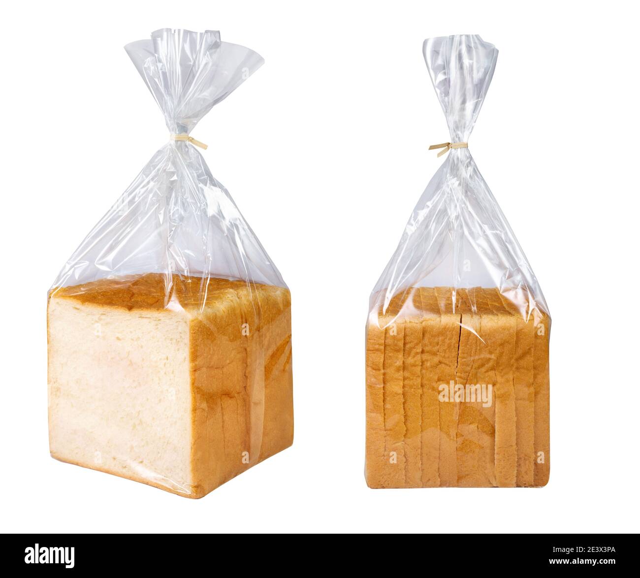 Sliced bread in plastic bag isolated on white Stock Photo Alamy