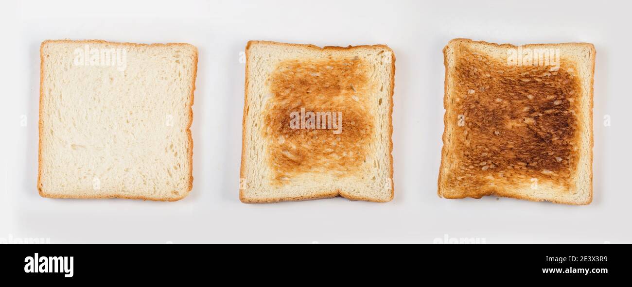 Set of three slices toast bread isolated on white Stock Photo - Alamy