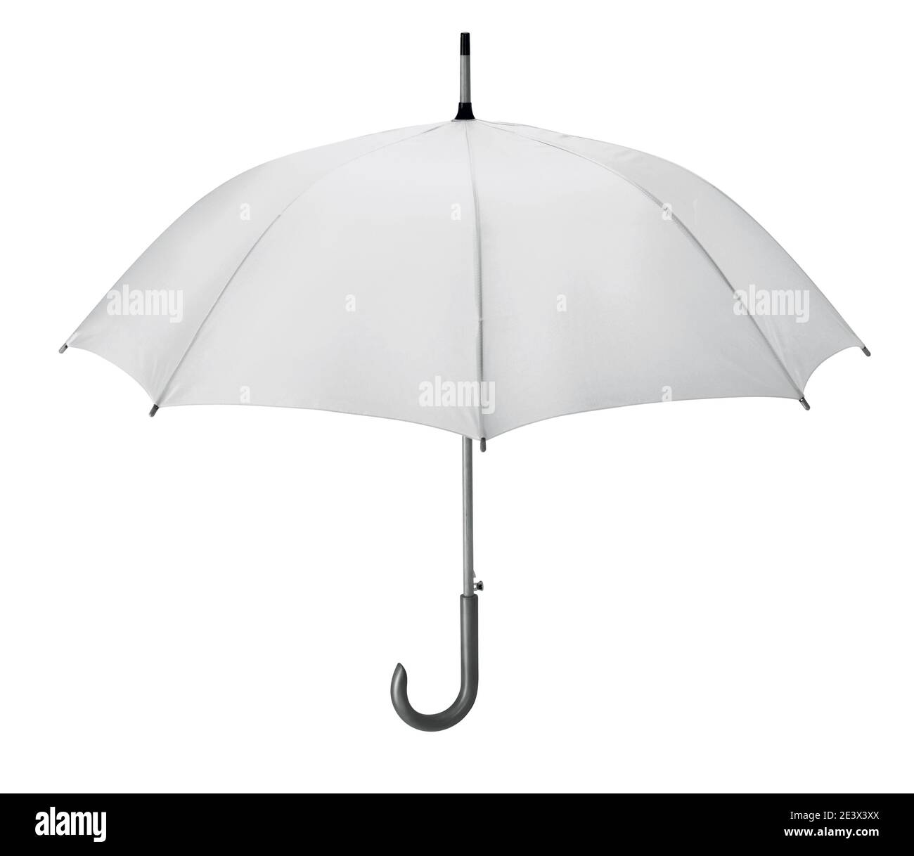 Opened white umbrella isolated on white background Stock Photo - Alamy