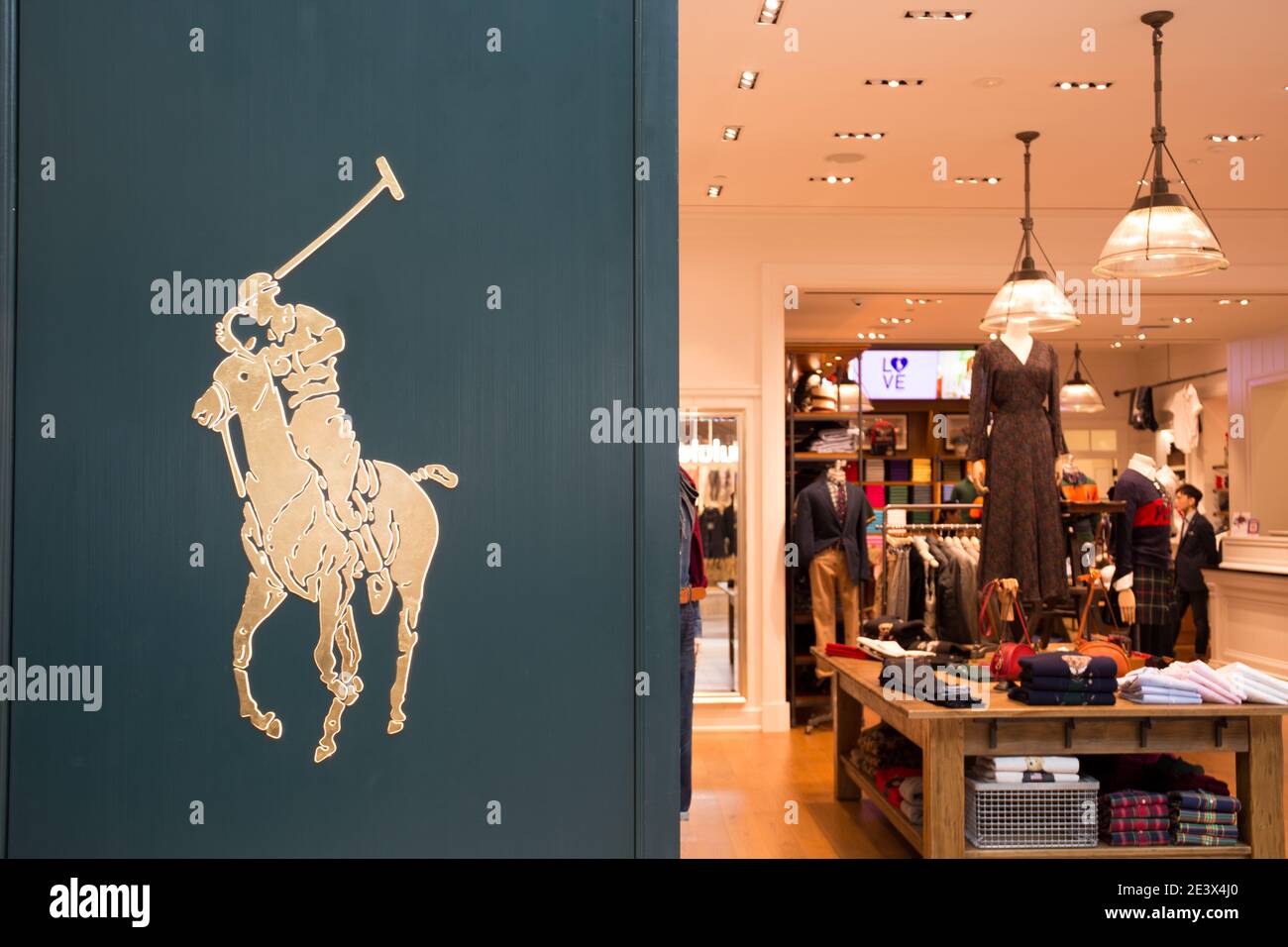 Singapore - October 26, 2019: Photograph of the Polo Ralph Lauren logo  outside a shop in Singapore Stock Photo - Alamy