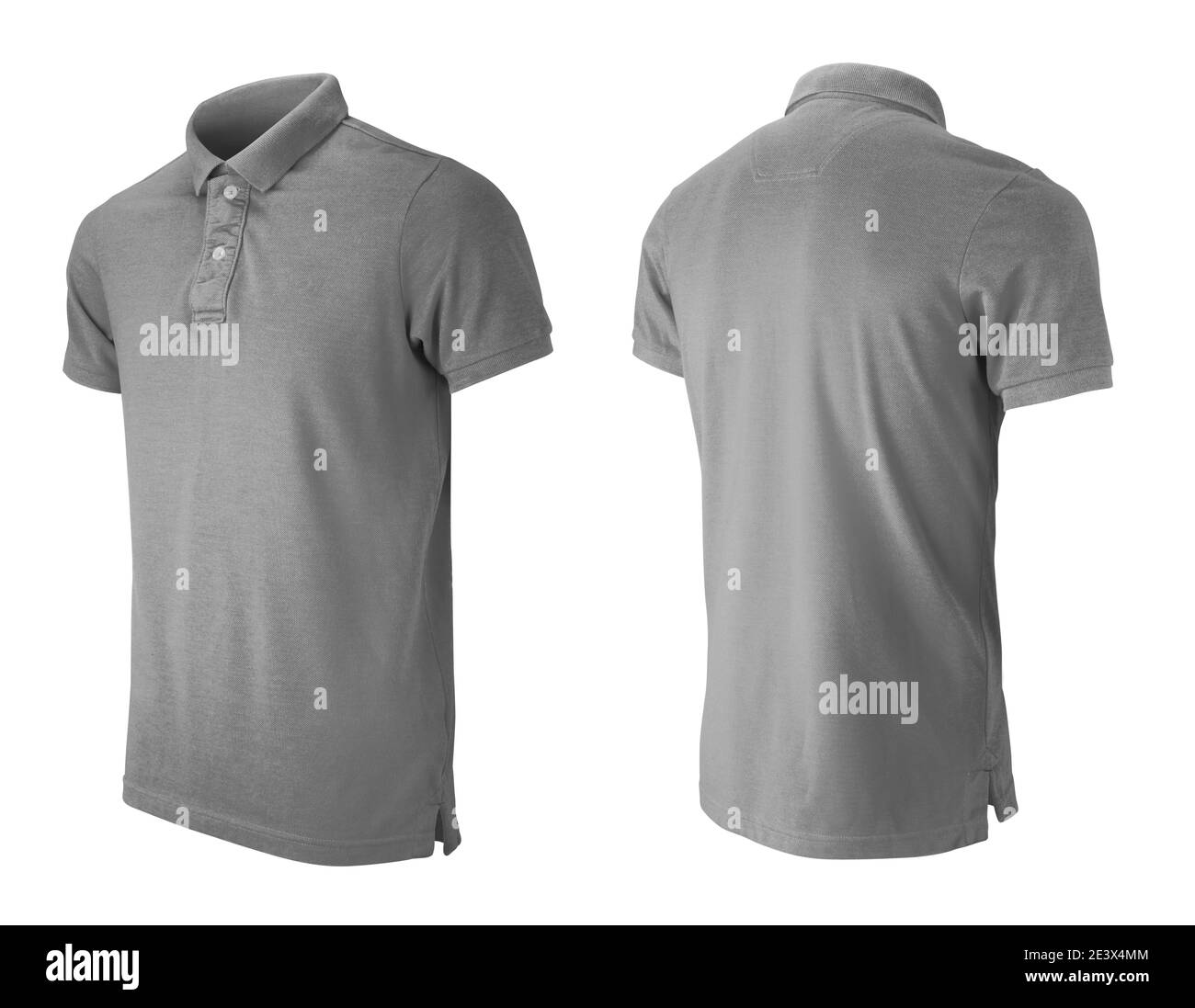 Grey polo tshirt design template isolated on white Stock Photo