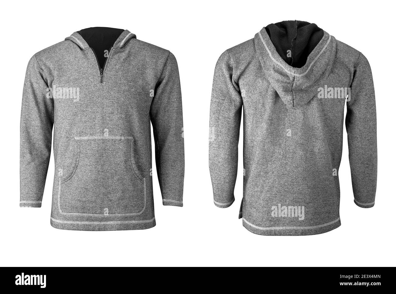 Gray hoodie or sweatshirt mockup isoalated on white background Stock Photo