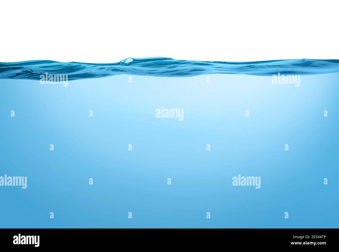 Blue water wave line with bubbles isolated on white background Stock Photo