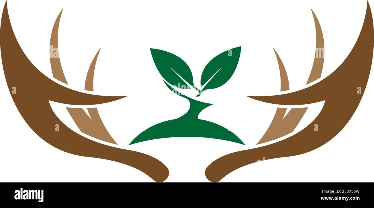 Deer antler logo icon illustration design vector template Stock Vector