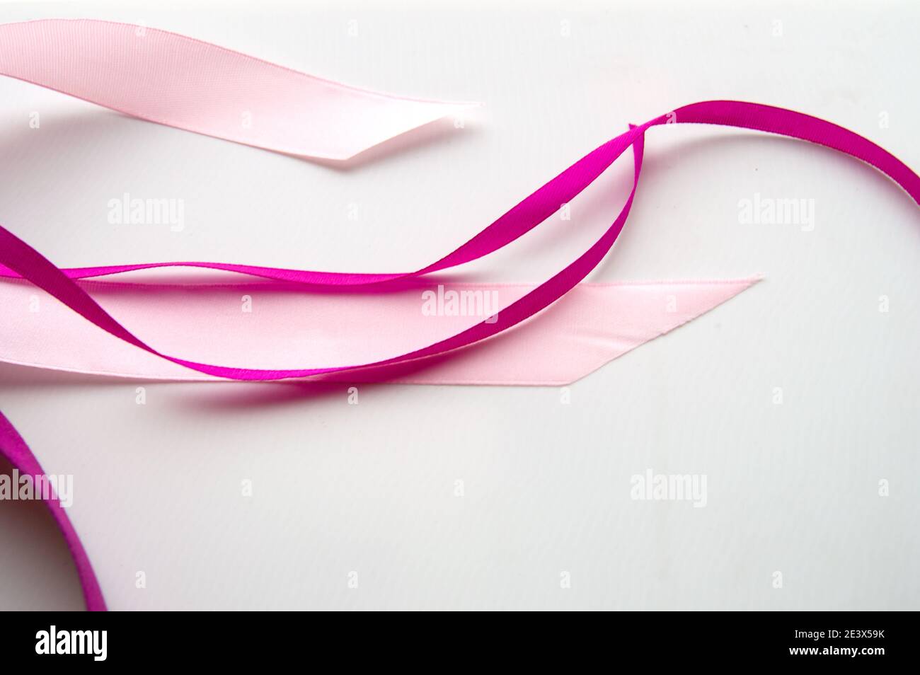 Pink and purple ribbon isolated on a white background, the concept of