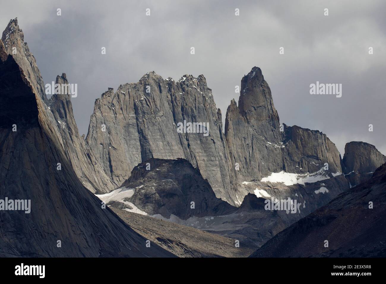Mountain tops, Torres Del Paine National Park, Puerto Natales, Chile 2nd Jan 2016 Stock Photo