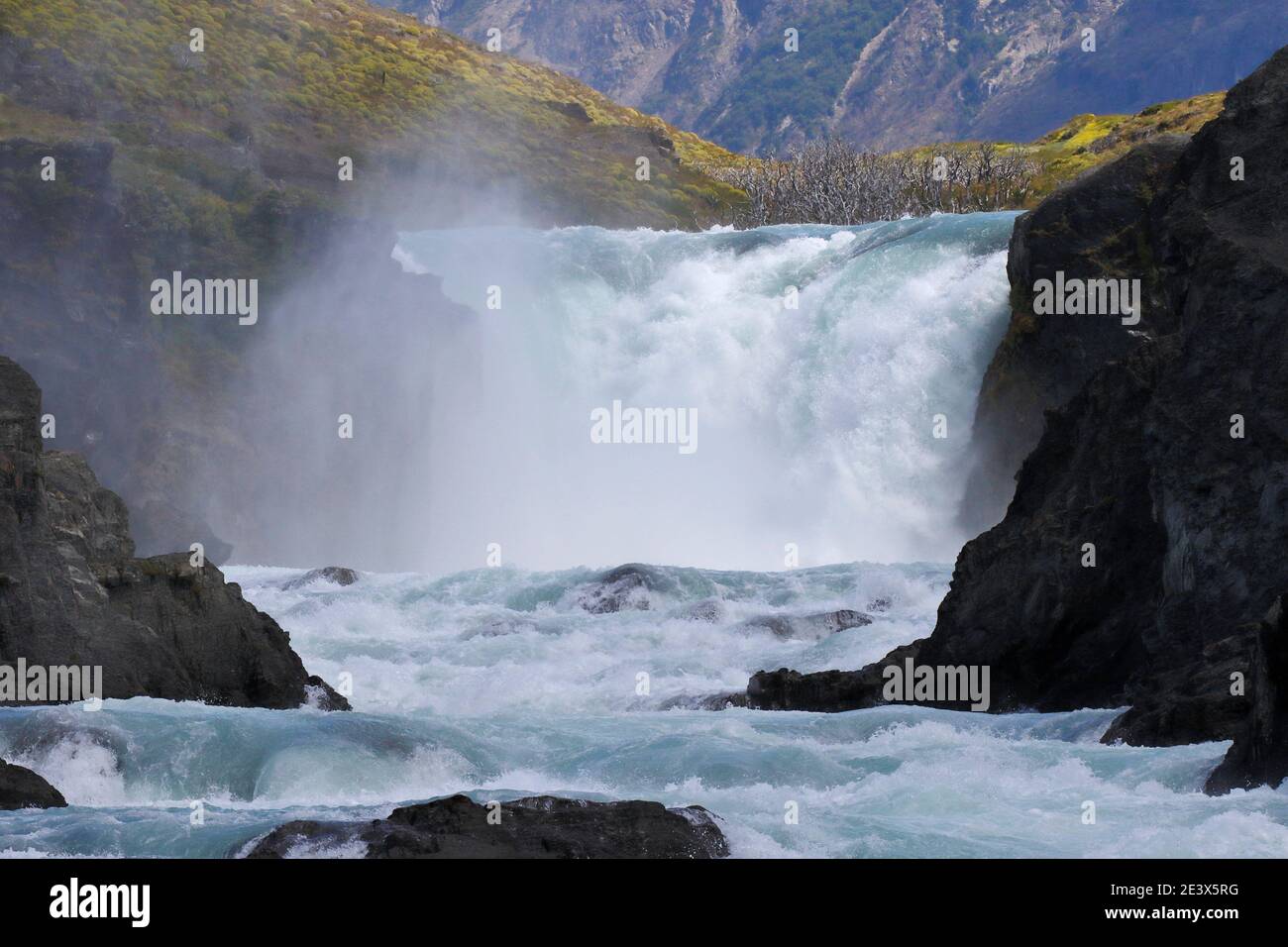 Salto Grande (Big Jump) Waterfalls, Torres Del Paine National Park, near Puerto Natales, Patagonia, south Chile 2nd Jan 2016 Stock Photo