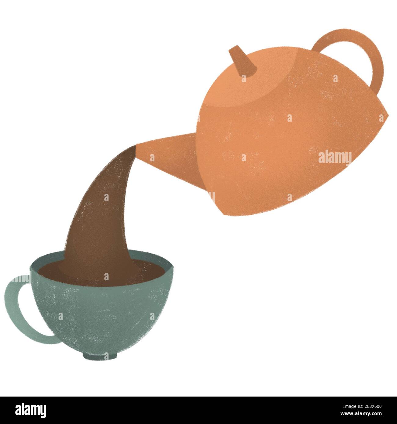 tea cup and teapot pouring black tea. tea time concept. five o'clock